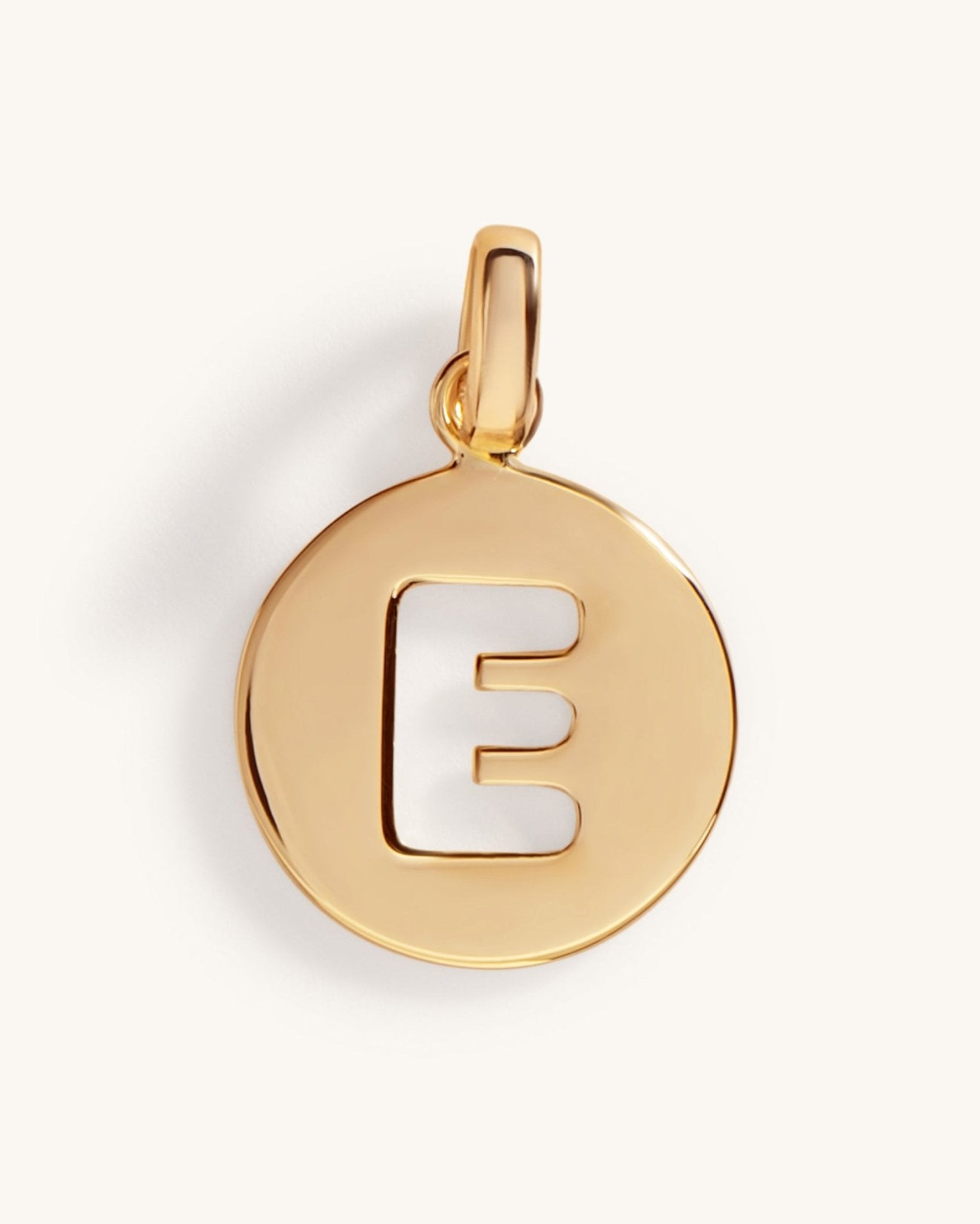 Solid Gold Cutout Initial Disc Necklace Charm - Sparkle Society