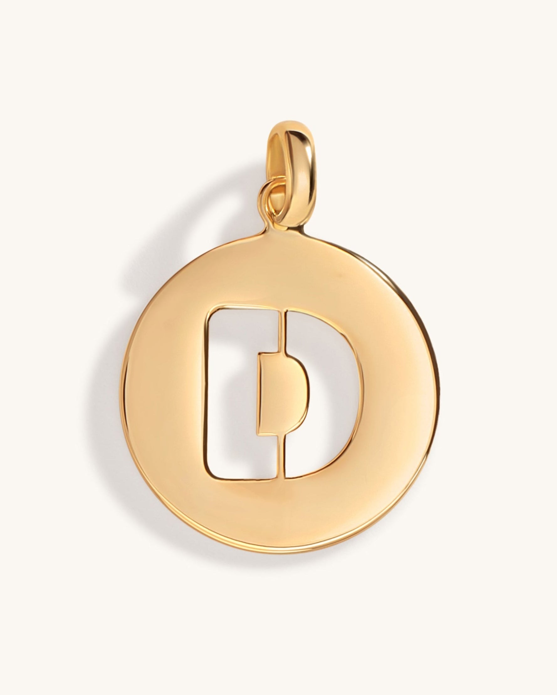 Solid Gold Cutout Initial Disc Necklace Charm - Sparkle Society