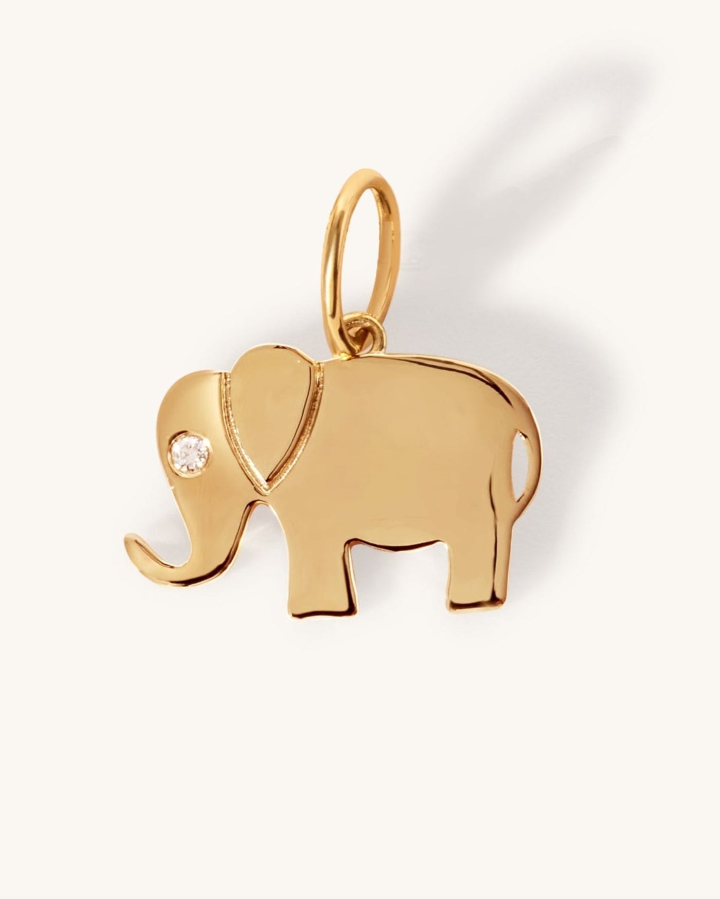 Solid Gold Elephant Necklace Charm - Sparkle Society