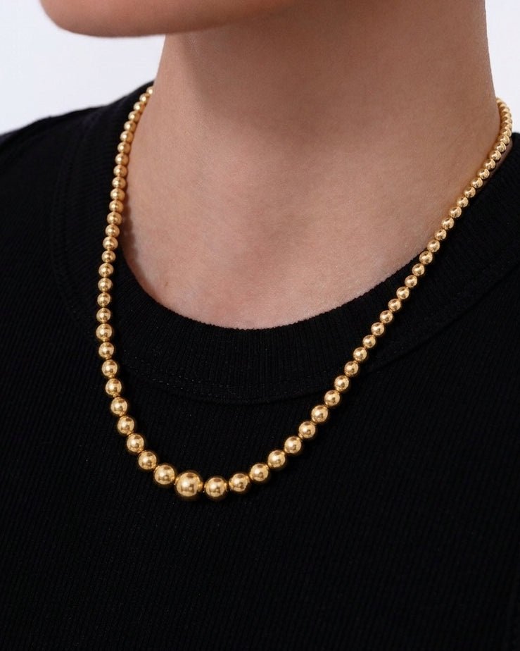 Solid Gold Graduated Beaded Necklace - Sparkle Society