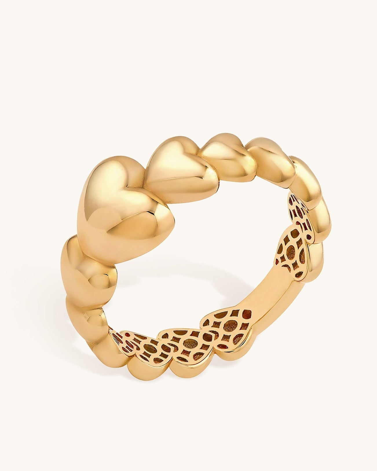 Solid Gold Graduated Puffed Heart Ring - Sparkle Society