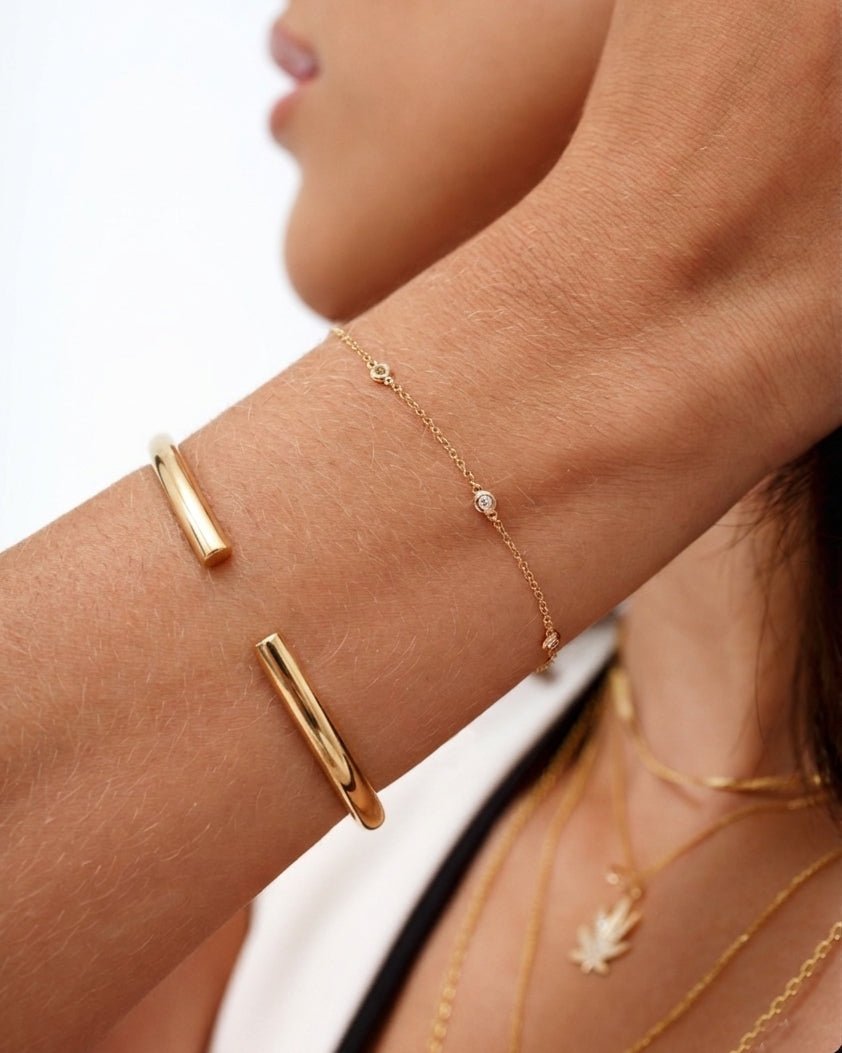 Solid Gold Open Bangle - Sparkle Society