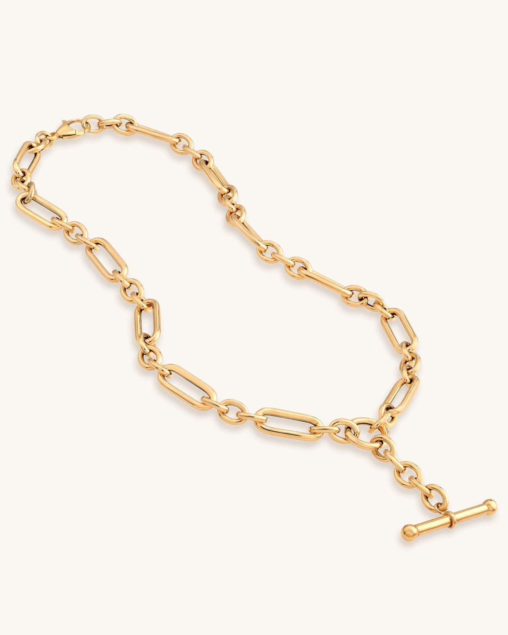 Solid Gold Paper Clip Lariat Necklace - Sparkle Society