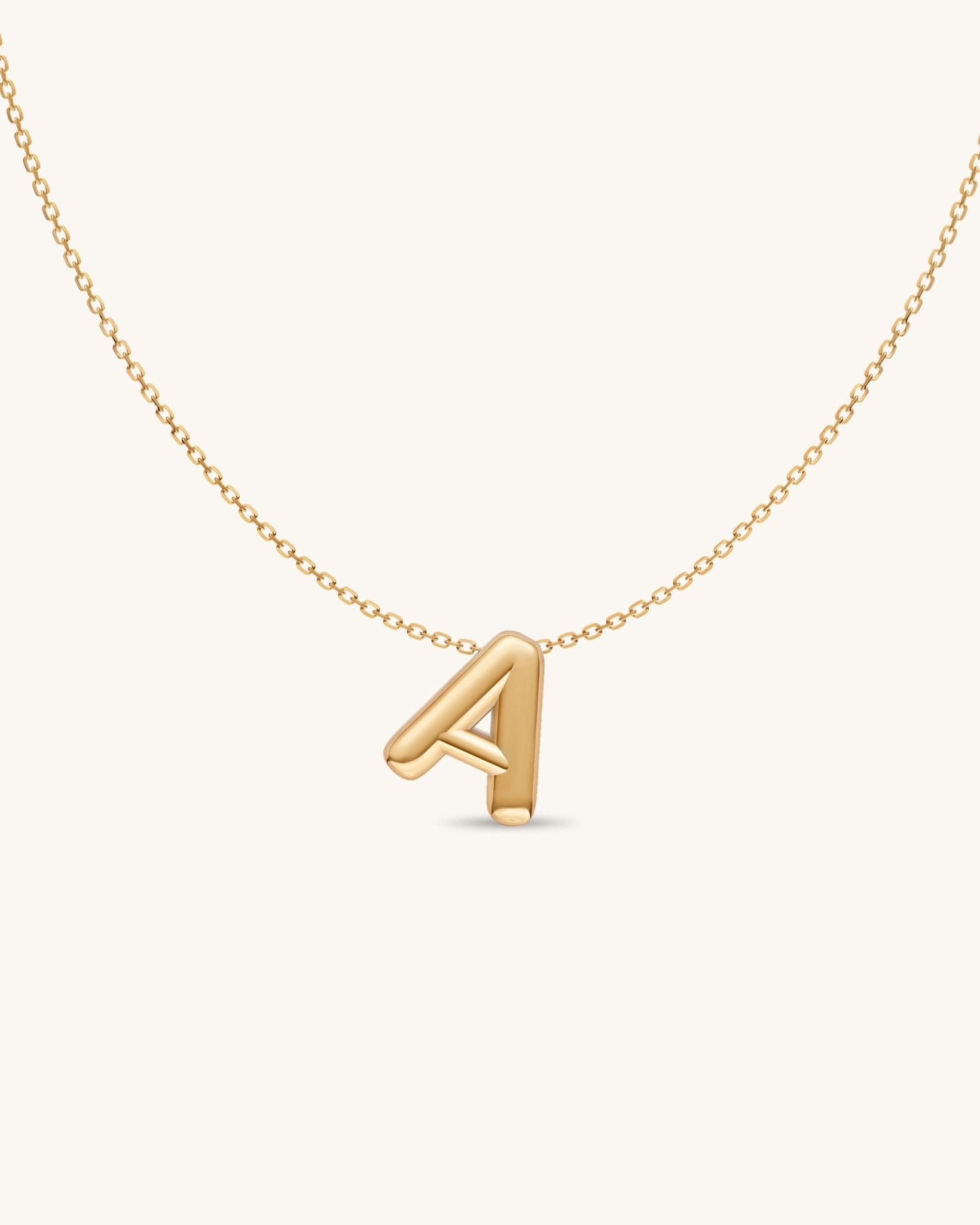 Solid Gold Puffed Initial Necklace - Sparkle Society