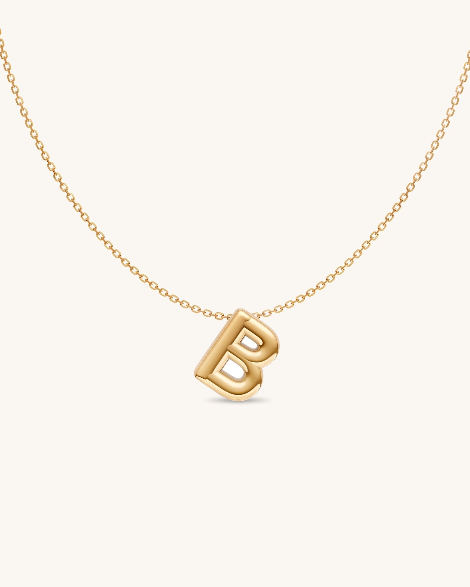 Solid Gold Puffed Initial Necklace - Sparkle Society