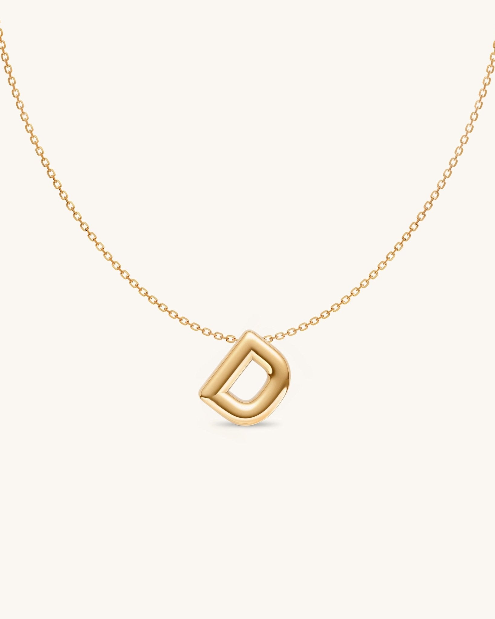 Solid Gold Puffed Initial Necklace - Sparkle Society