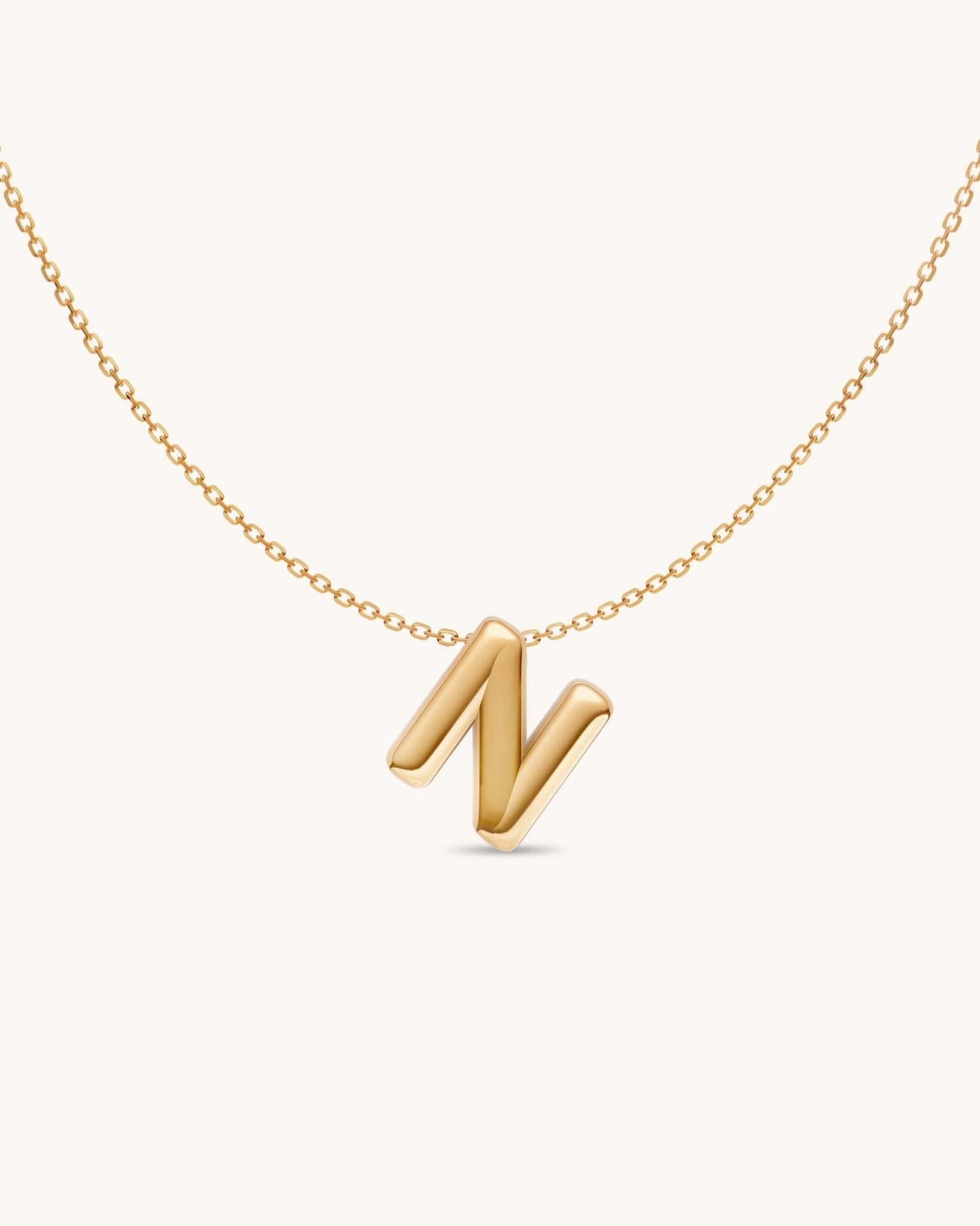 Solid Gold Puffed Initial Necklace - Sparkle Society