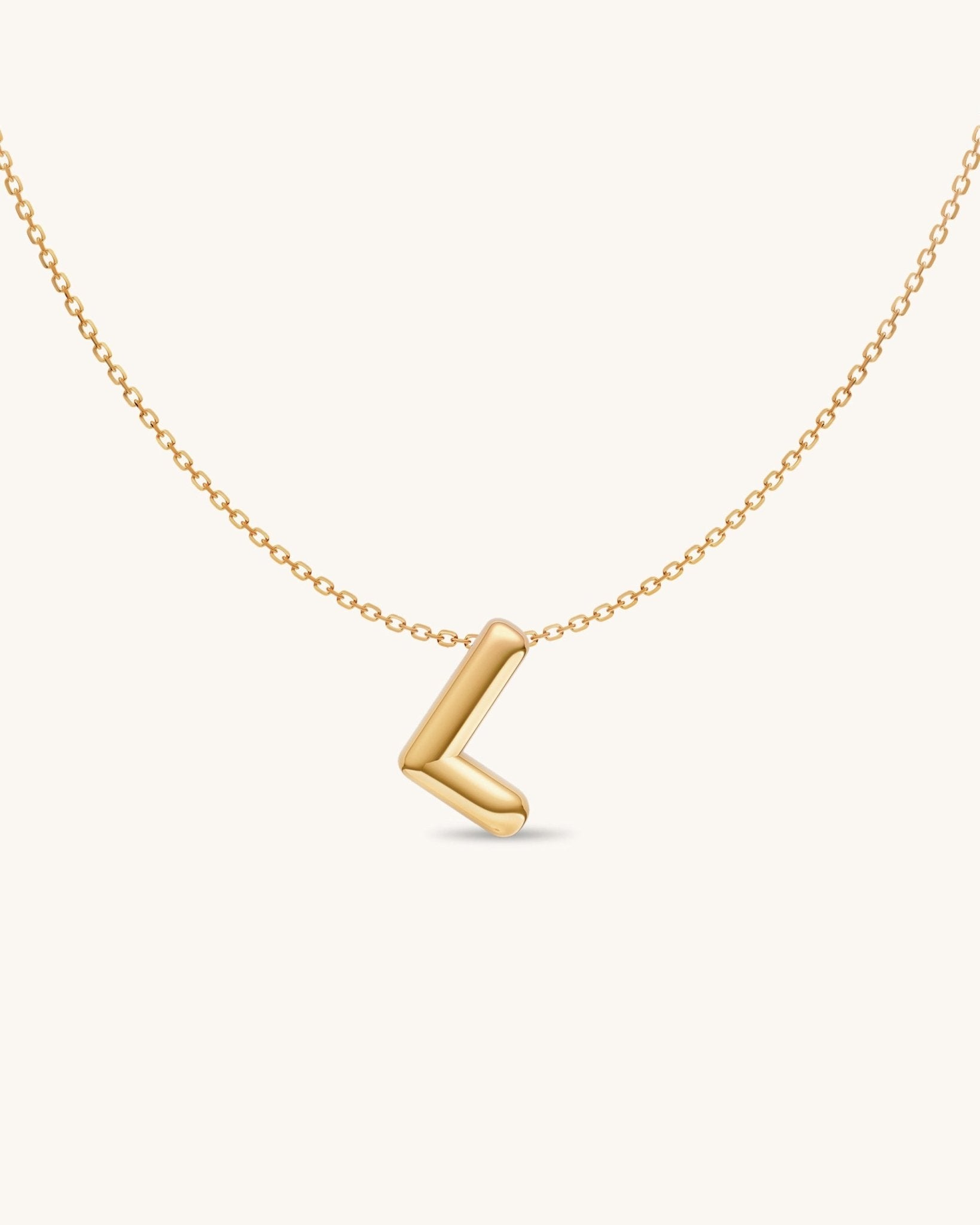 Solid Gold Puffed Initial Necklace - Sparkle Society