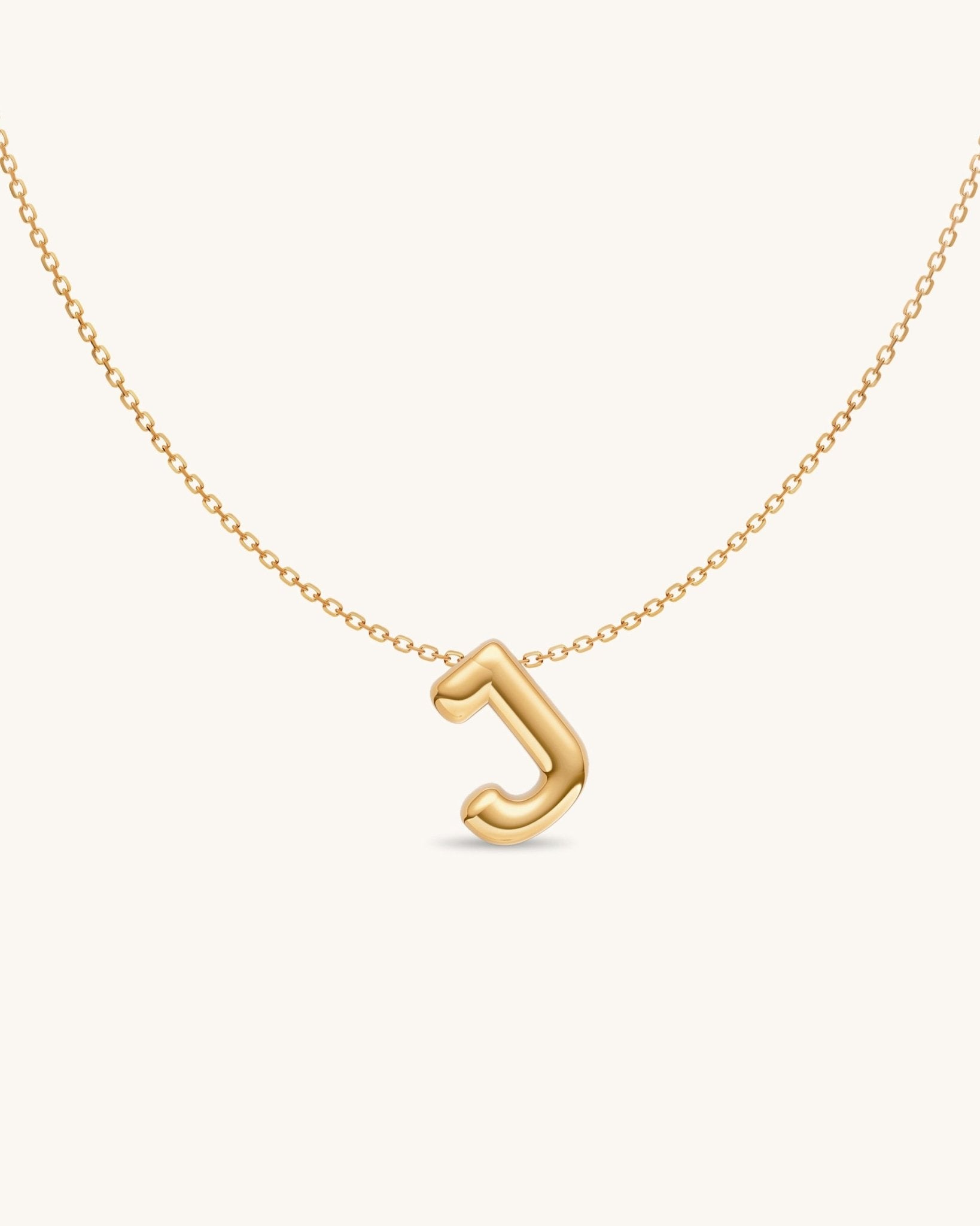 Solid Gold Puffed Initial Necklace - Sparkle Society