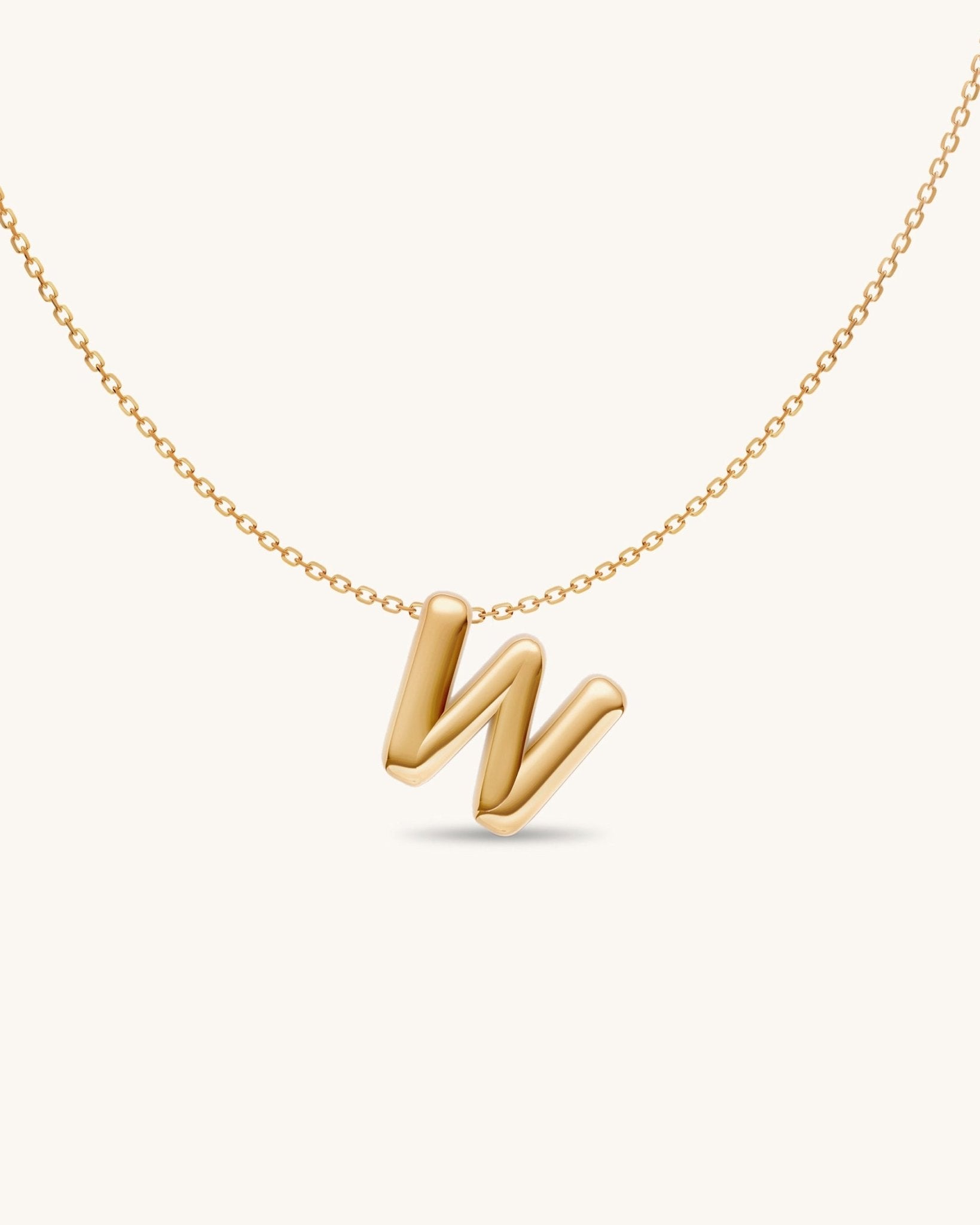 Solid Gold Puffed Initial Necklace - Sparkle Society
