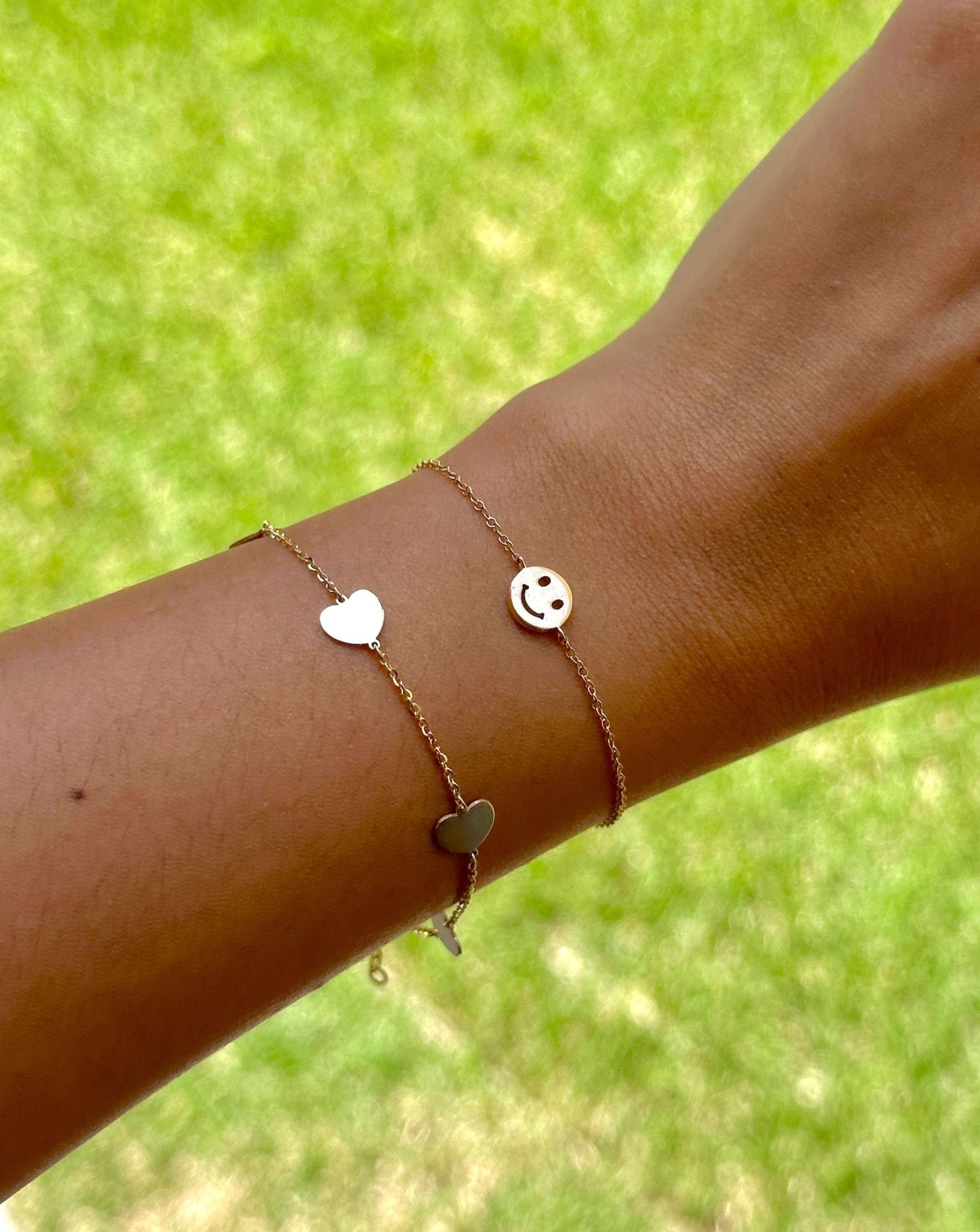 Solid Gold Smiley Face Bracelet - Sparkle Society