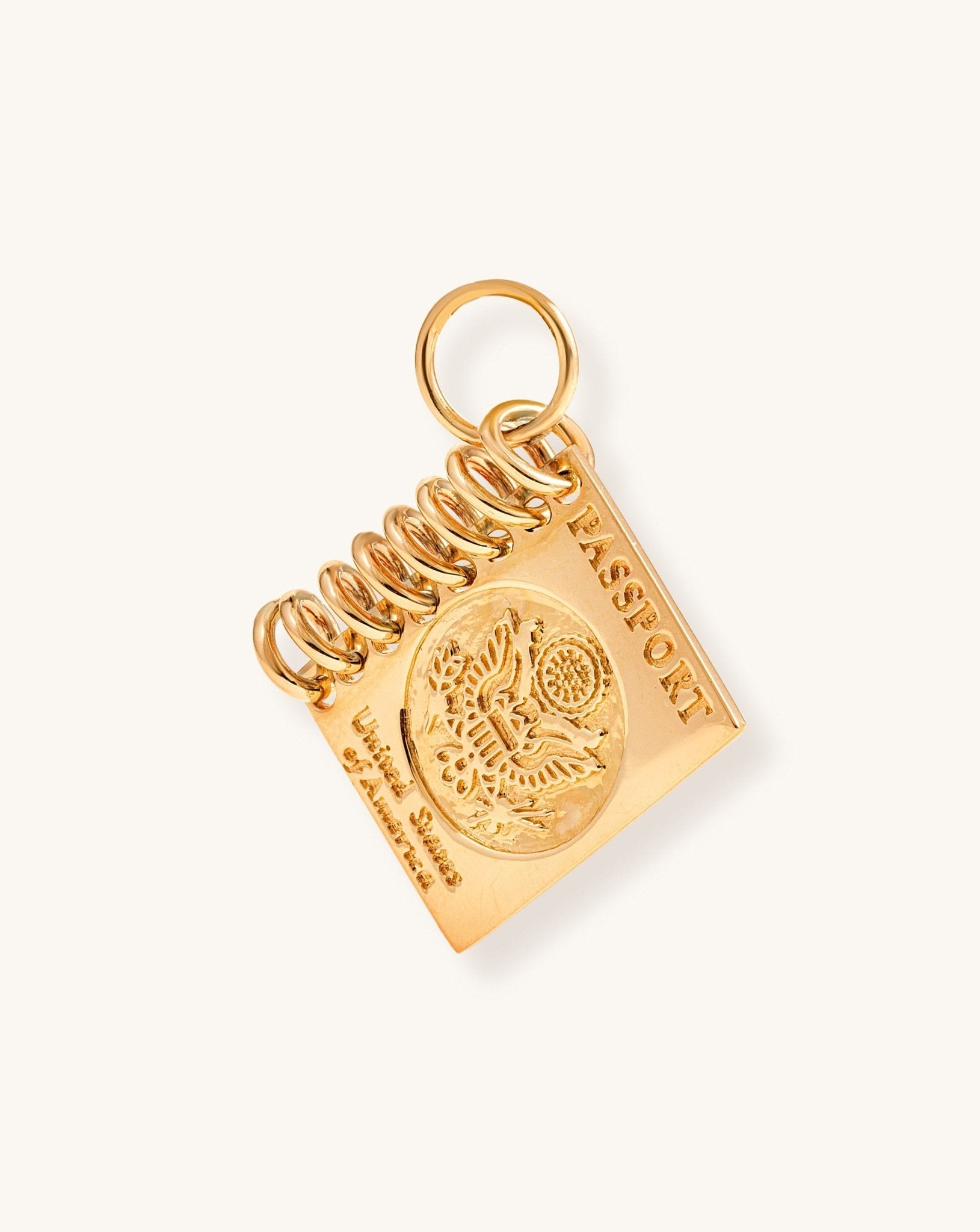 Solid Gold USA Passport Necklace Charm - Sparkle Society
