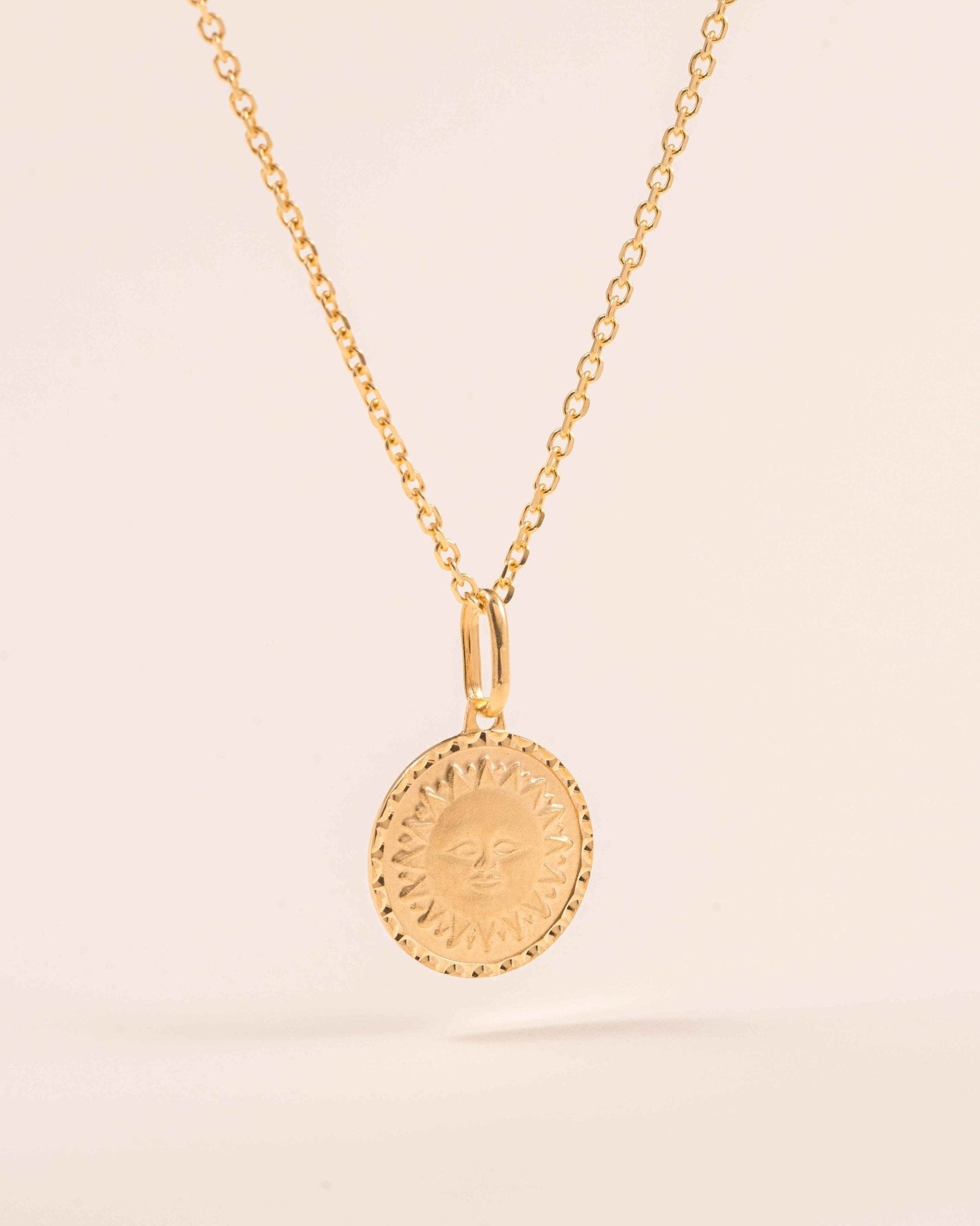 Brushed Gold Radiant Sun Necklace Charm - Sparkle Society