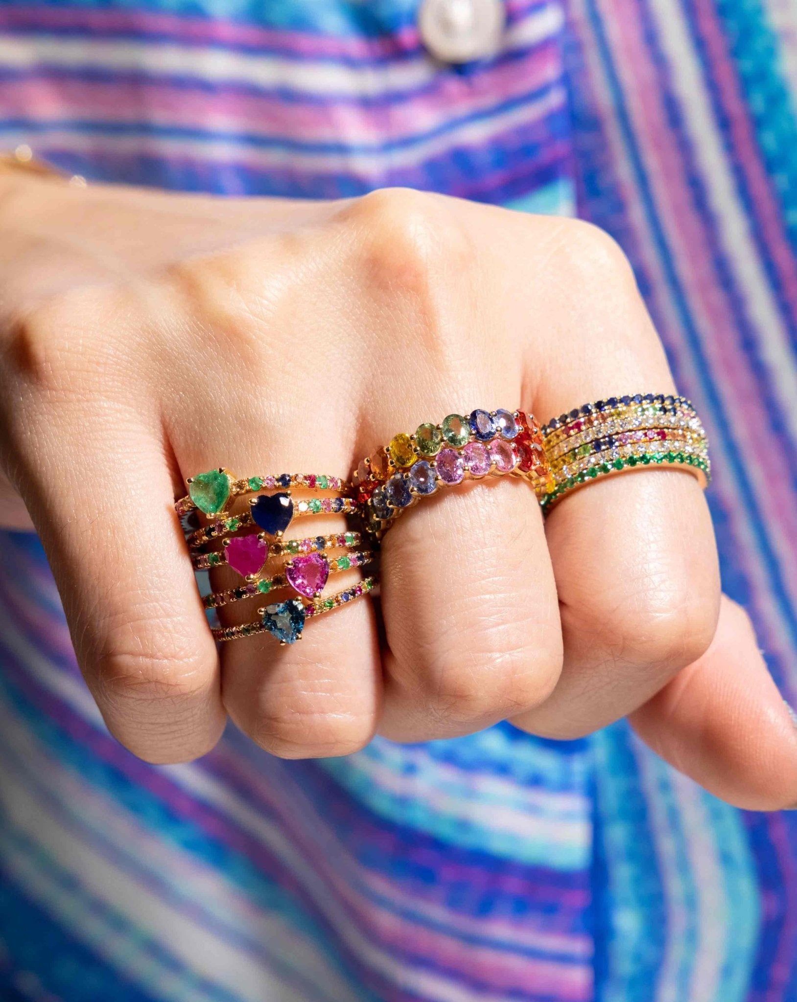 Thin Gemstone Eternity Band Ring - Sparkle Society