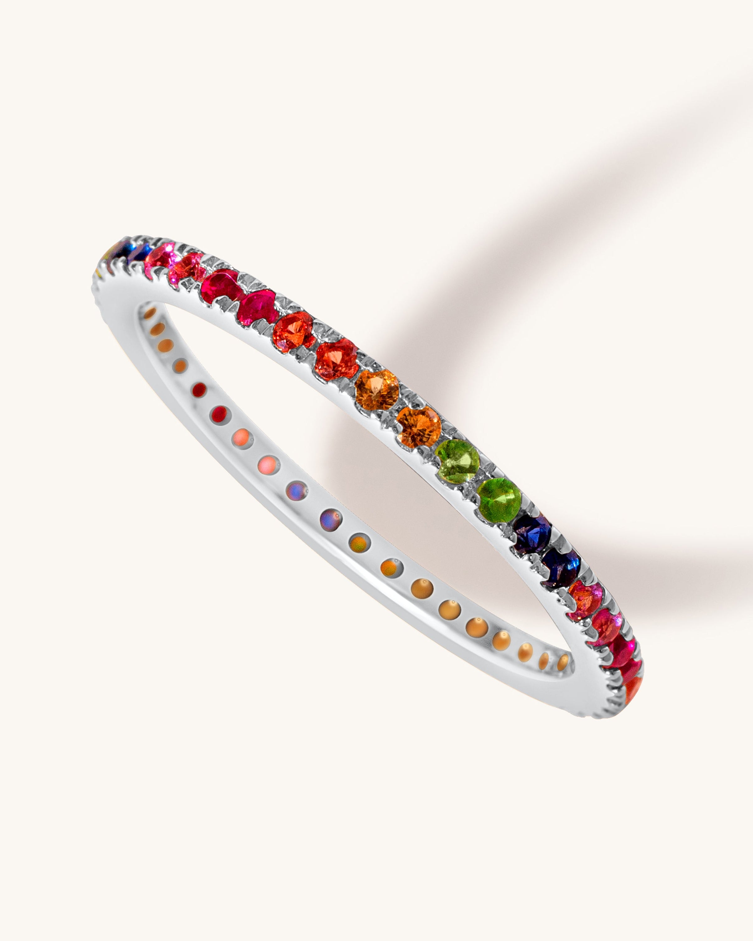 Thin Rainbow Eternity Band Ring - Sparkle Society