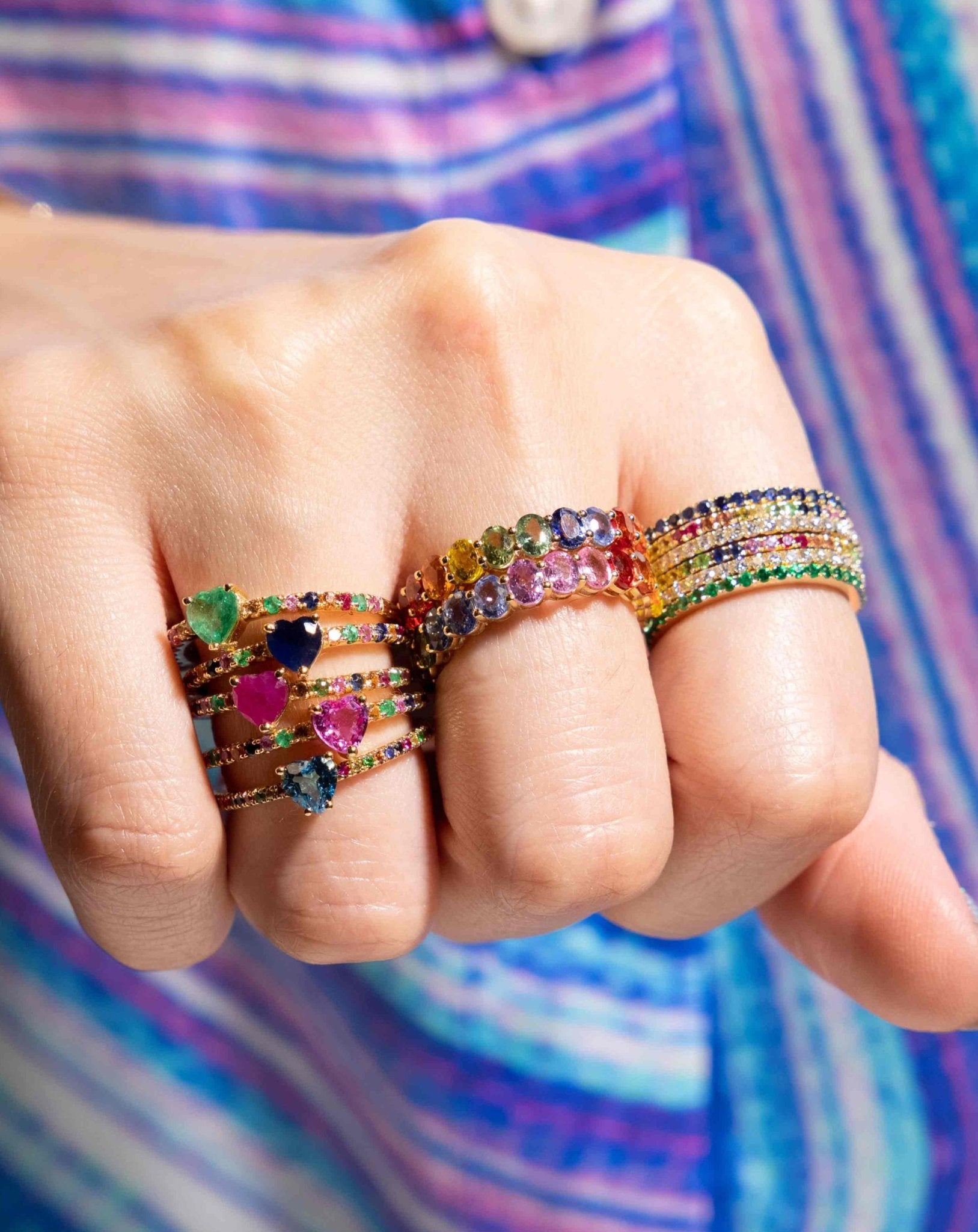 Thin Rainbow Eternity Band Ring - Sparkle Society