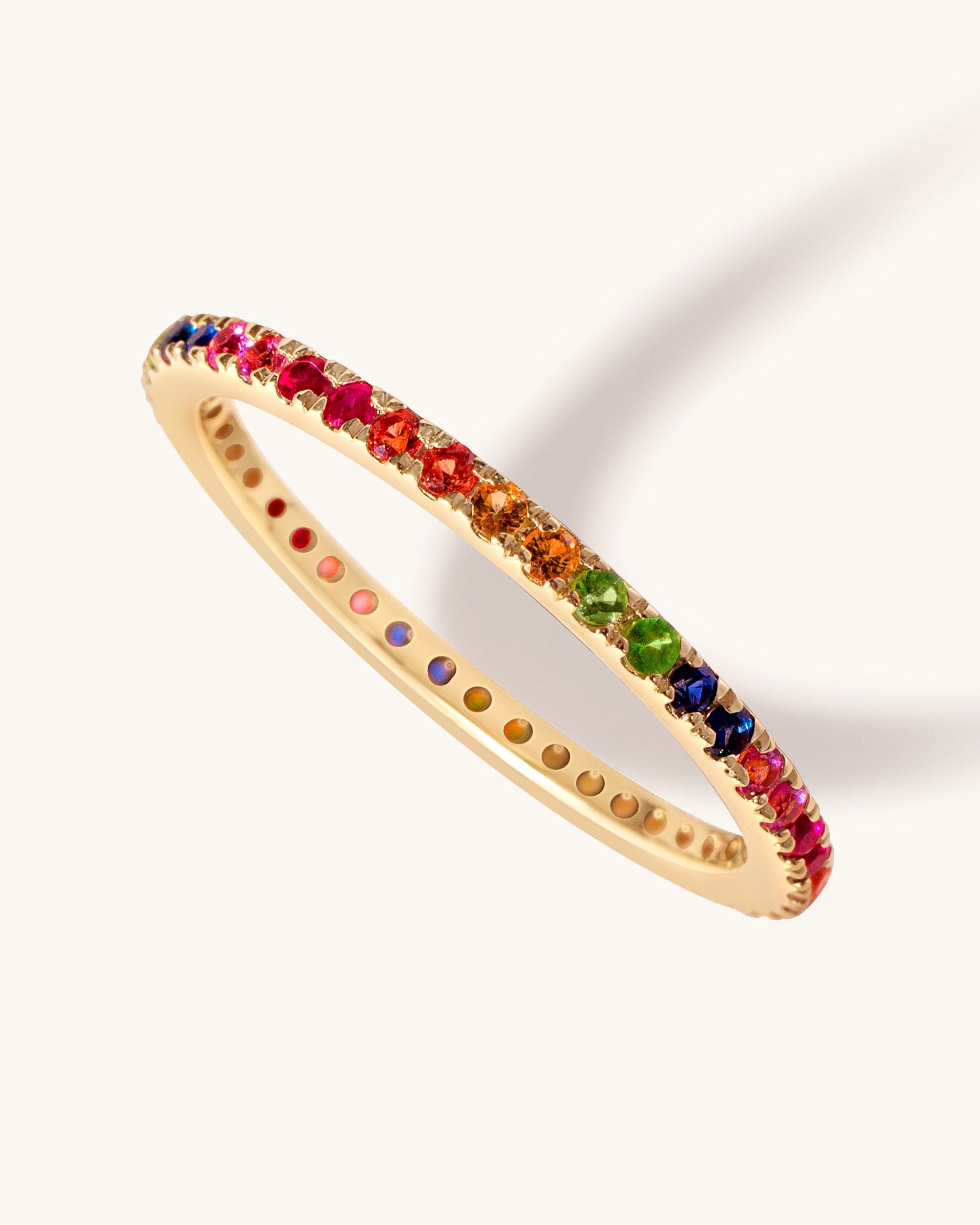 Thin Rainbow Eternity Band Ring - Sparkle Society