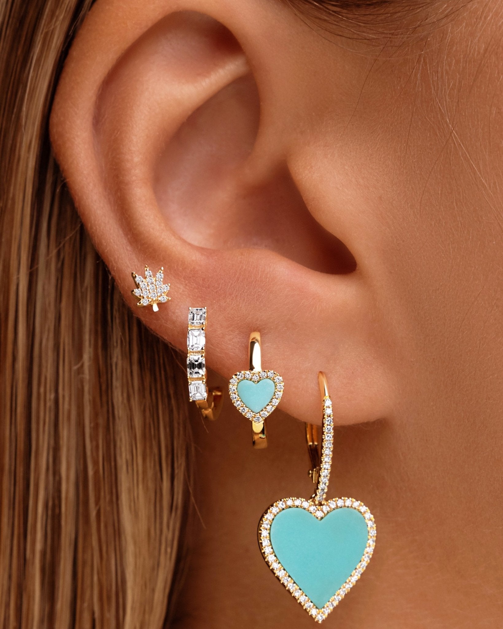 Tiny Diamond Joy Leaf Studs - Sparkle Society