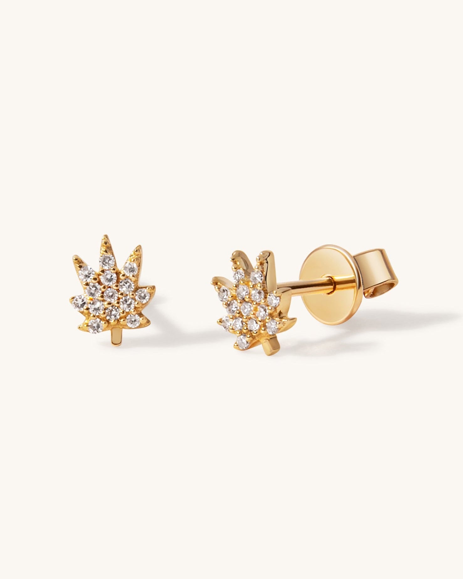 Tiny Diamond Joy Leaf Studs - Sparkle Society