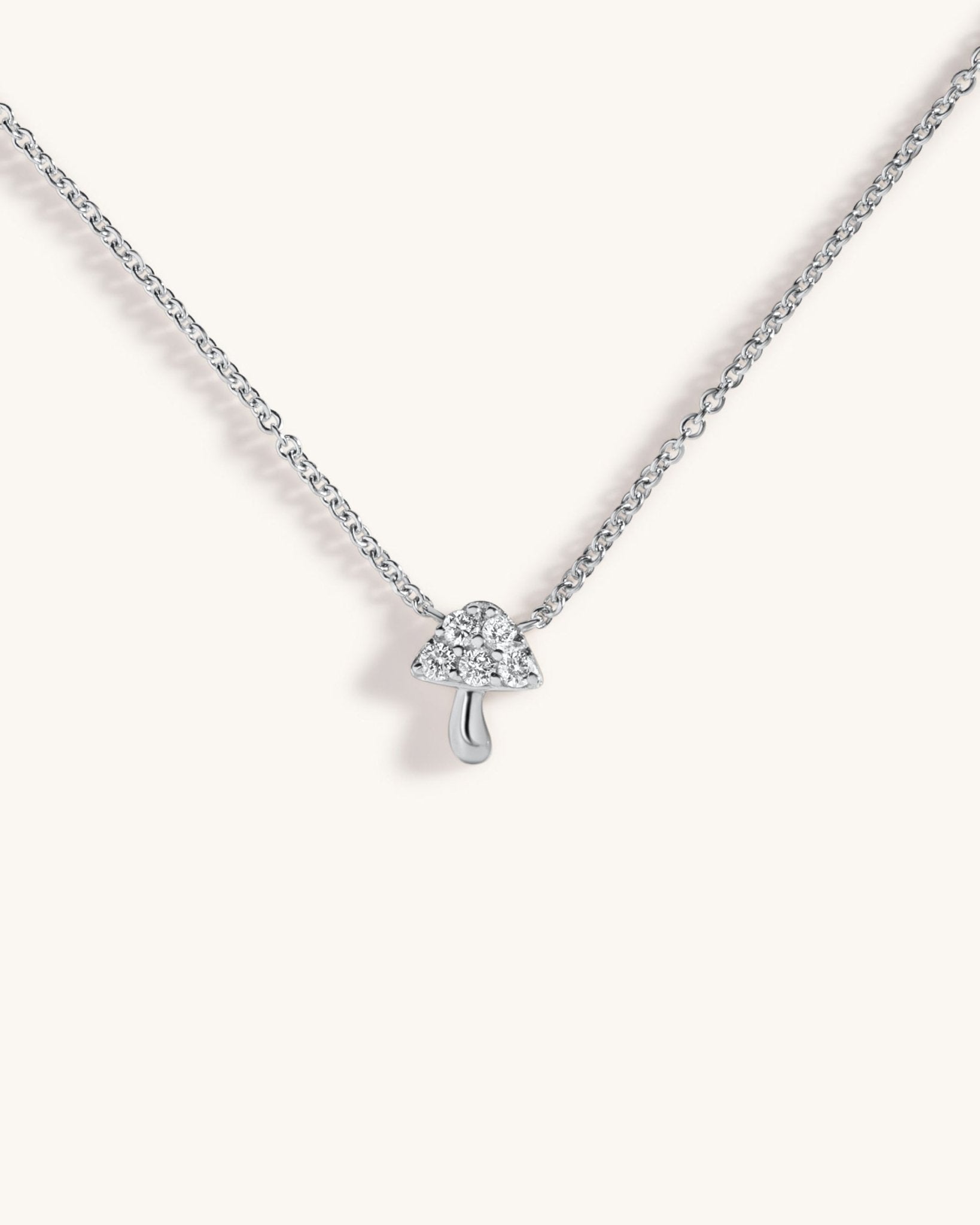 Tiny Diamond Mushroom Necklace - Sparkle Society