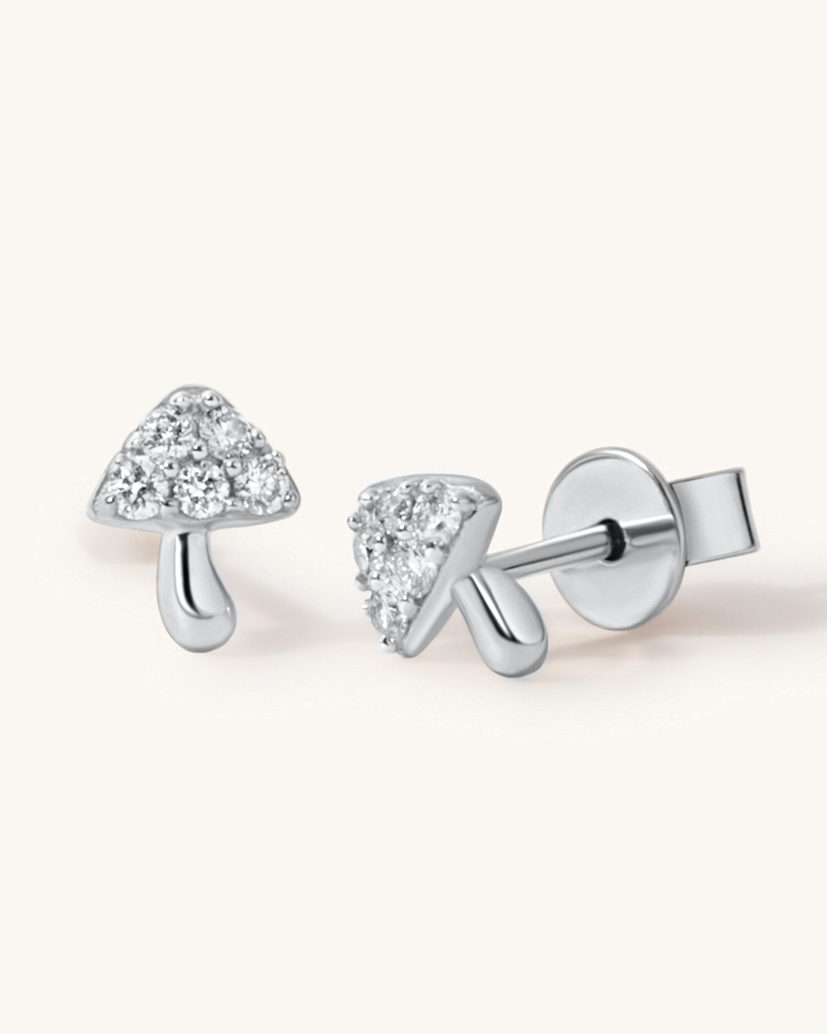 Tiny Diamond Mushroom Studs - Sparkle Society