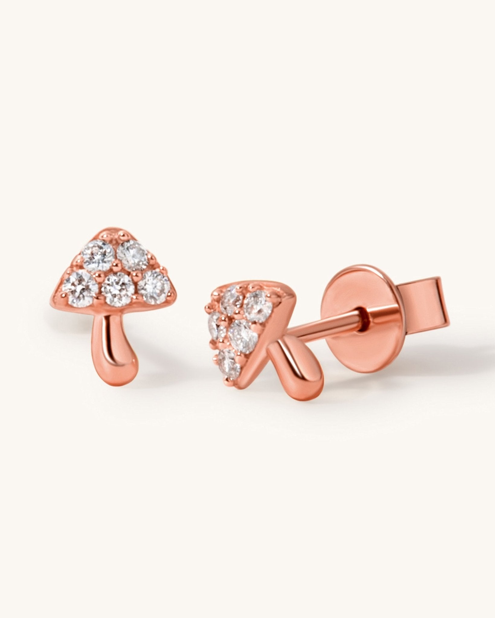 Tiny Diamond Mushroom Studs - Sparkle Society
