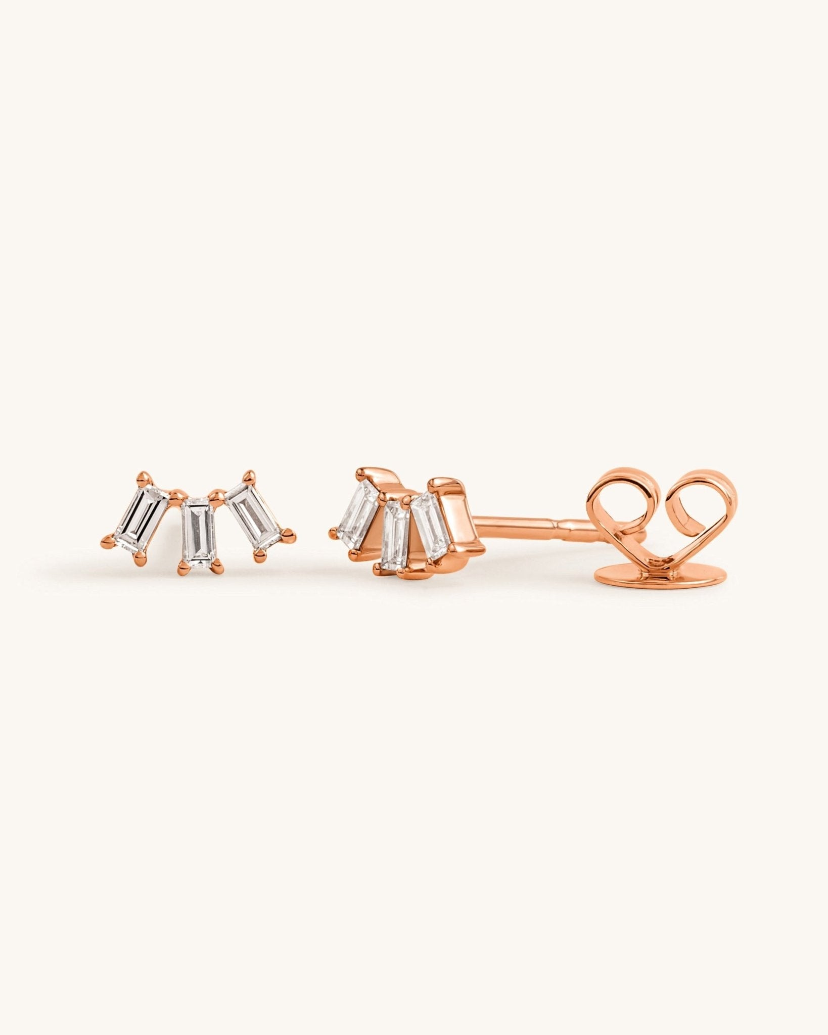 Triple Baguette Diamond Studs - Sparkle Society