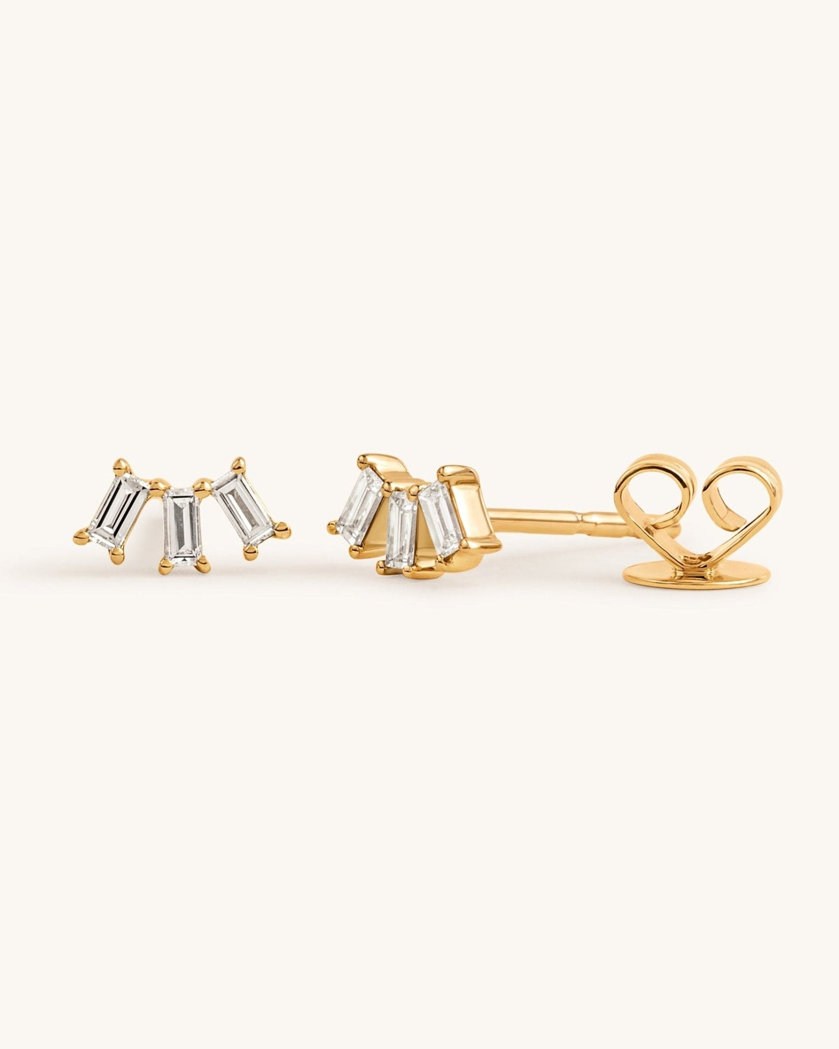 Triple Baguette Diamond Studs - Sparkle Society