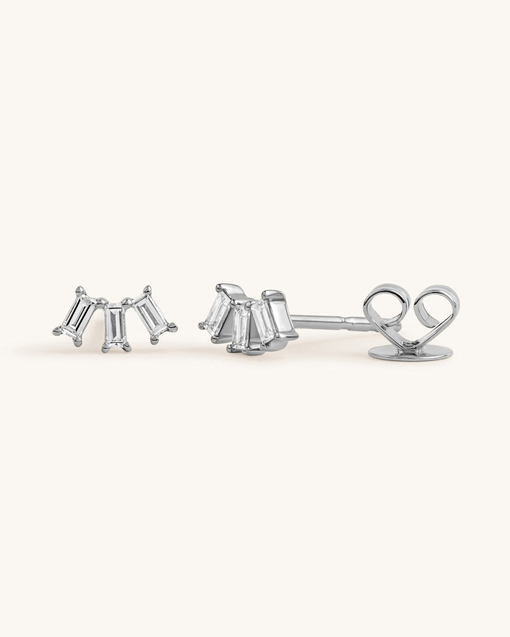 Triple Baguette Diamond Studs - Sparkle Society