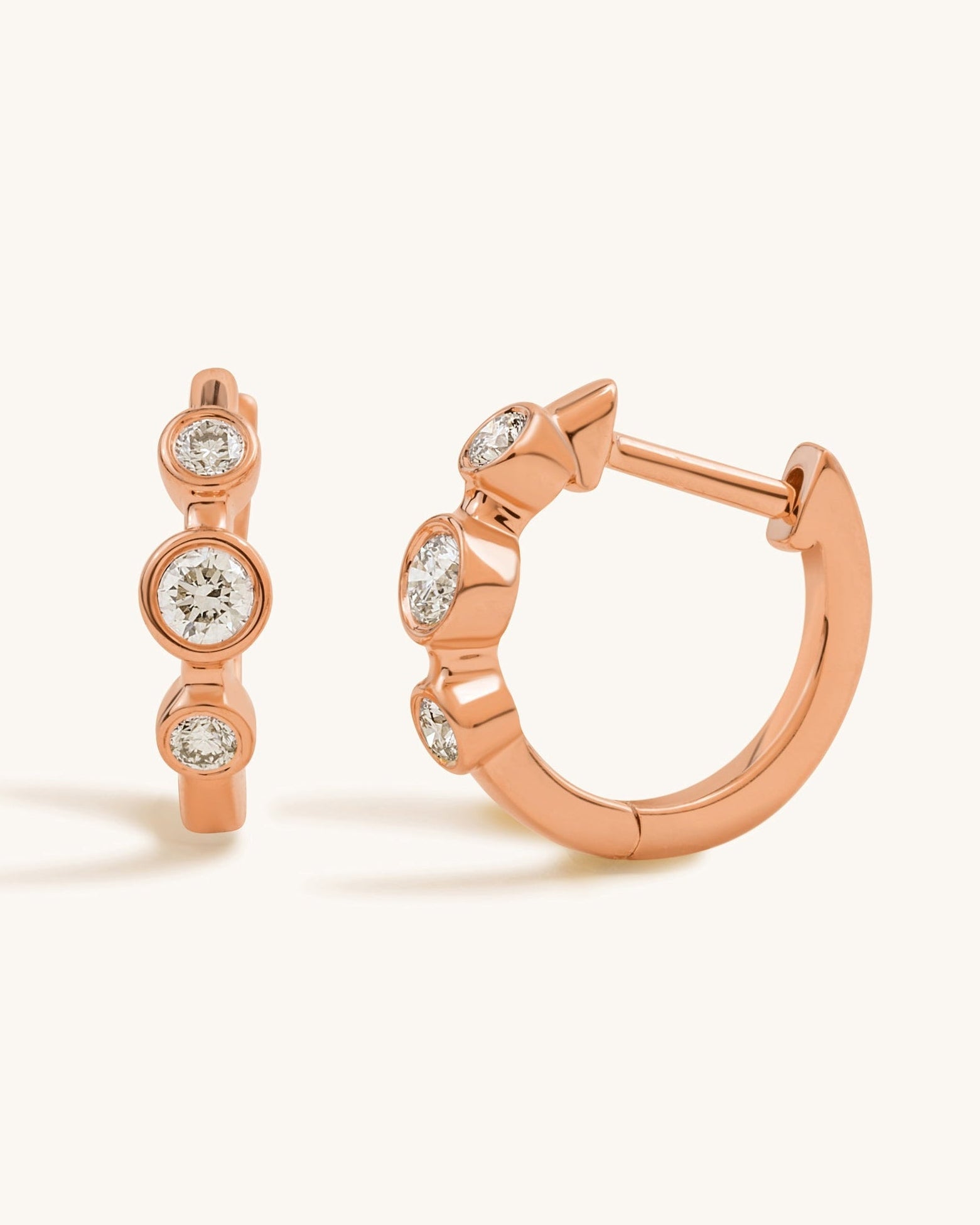 Triple Diamond Bezel Huggies - Sparkle Society