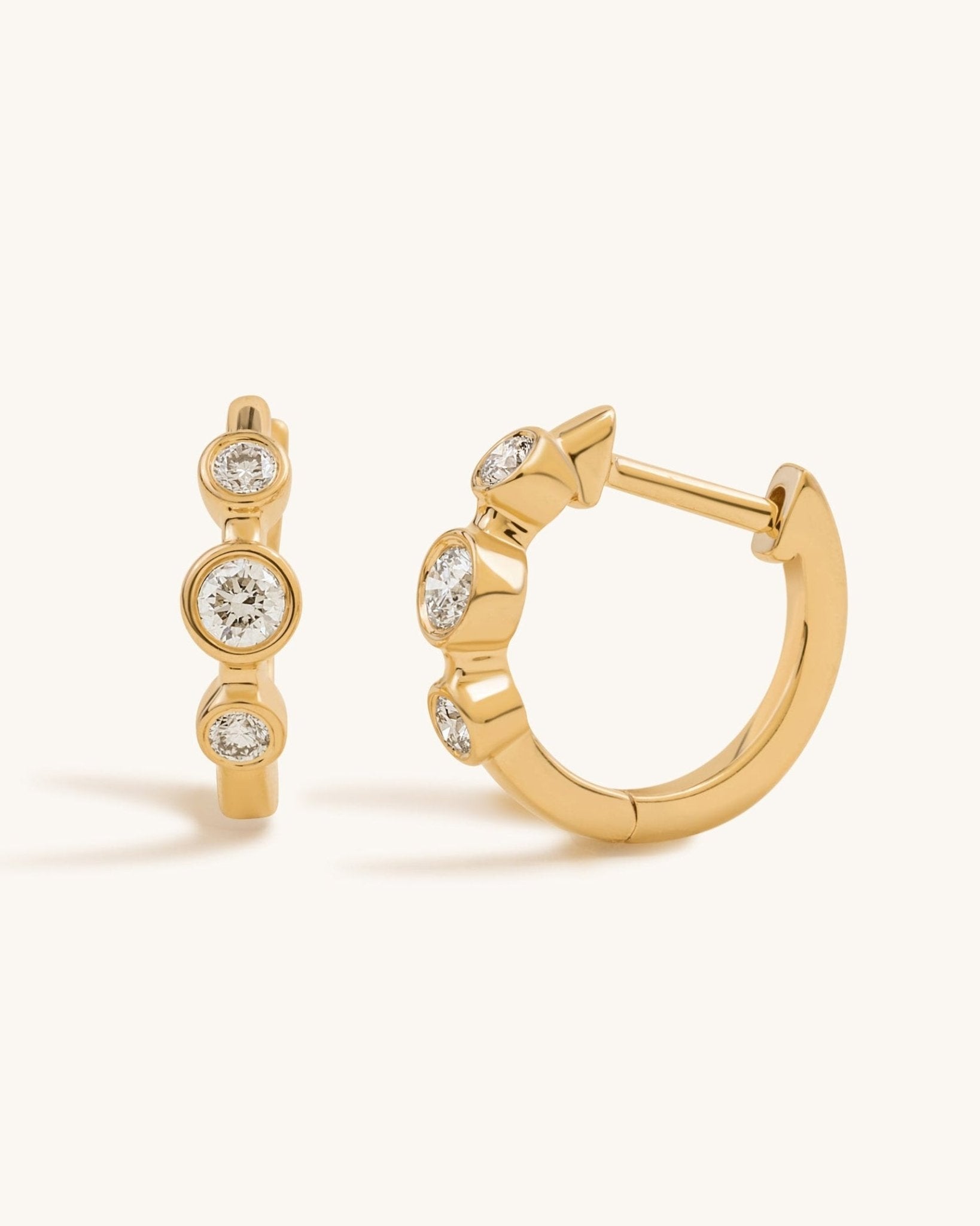 Triple Diamond Bezel Huggies - Sparkle Society