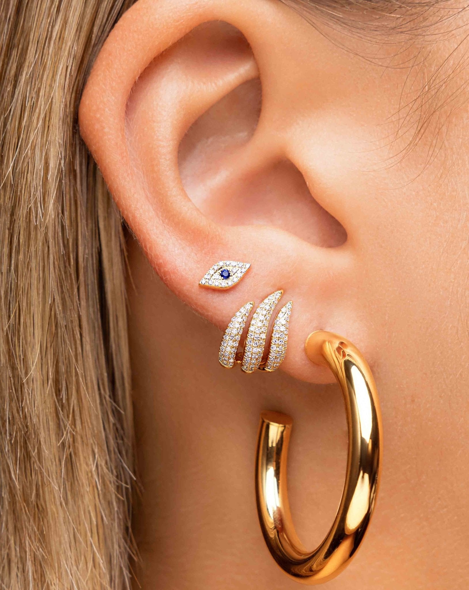 Triple Diamond Wavy Caged Studs - Sparkle Society