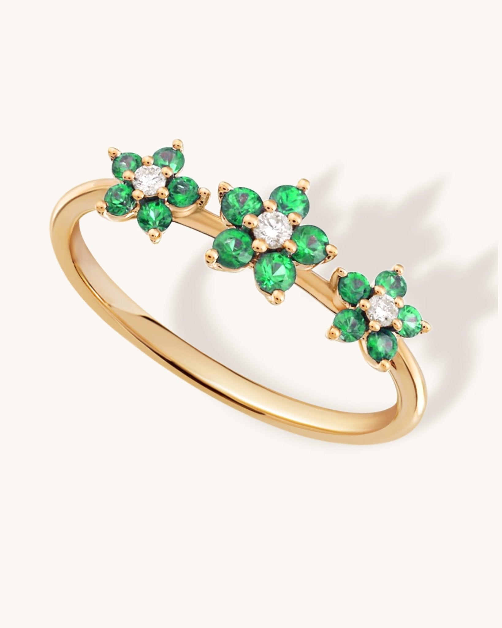 Triple Gemstone Flower Ring - Sparkle Society