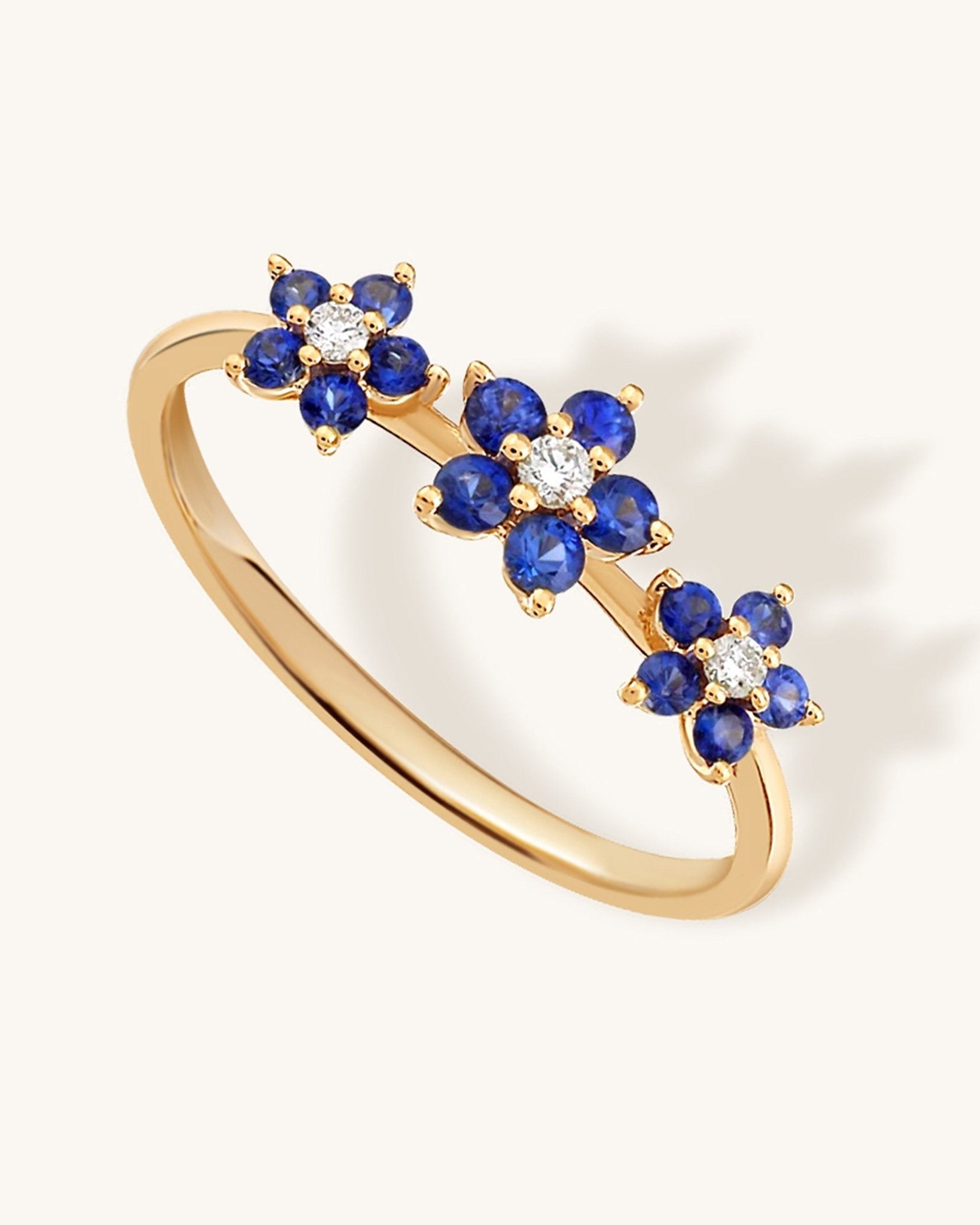 Triple Gemstone Flower Ring - Sparkle Society