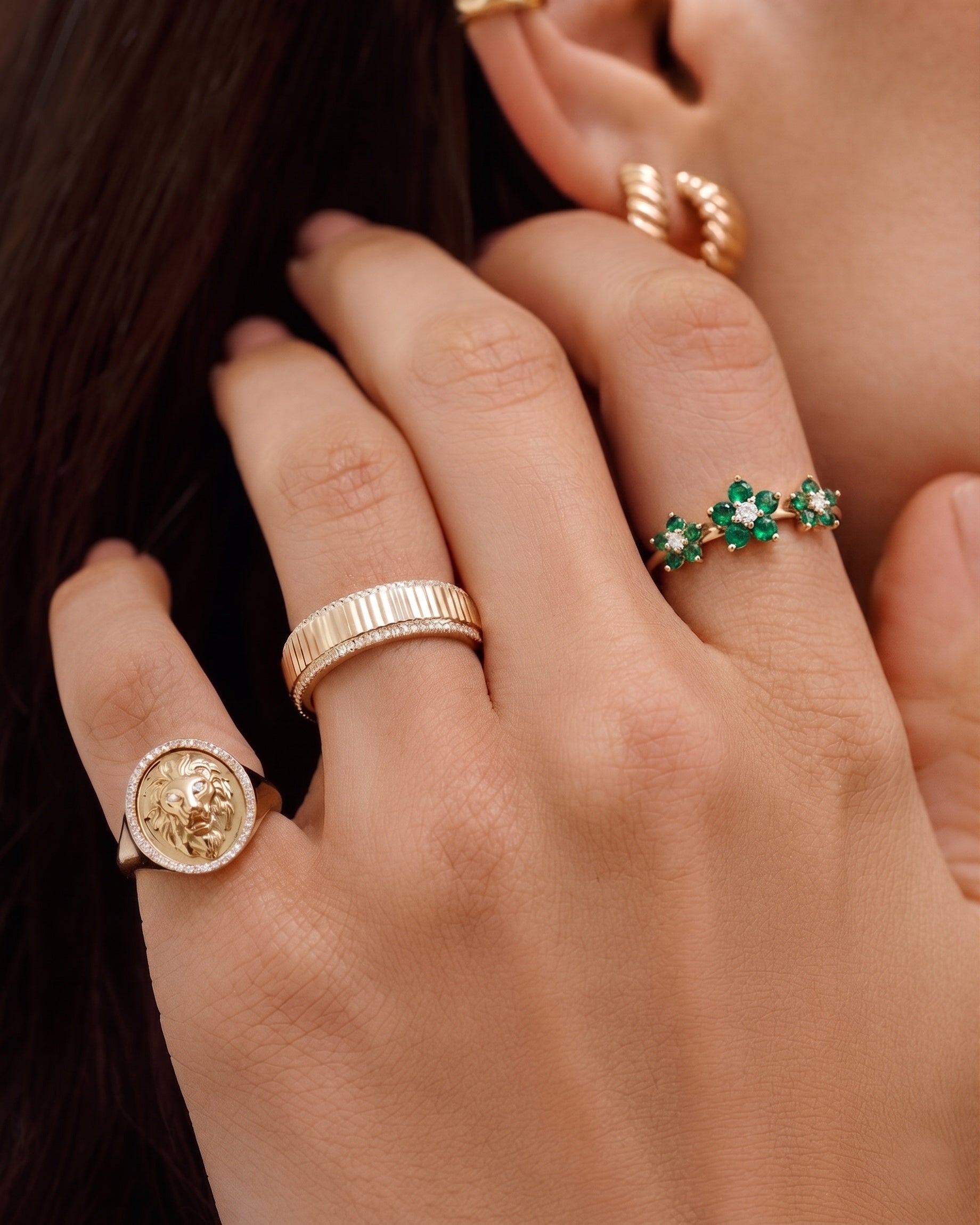 Triple Gemstone Flower Ring - Sparkle Society