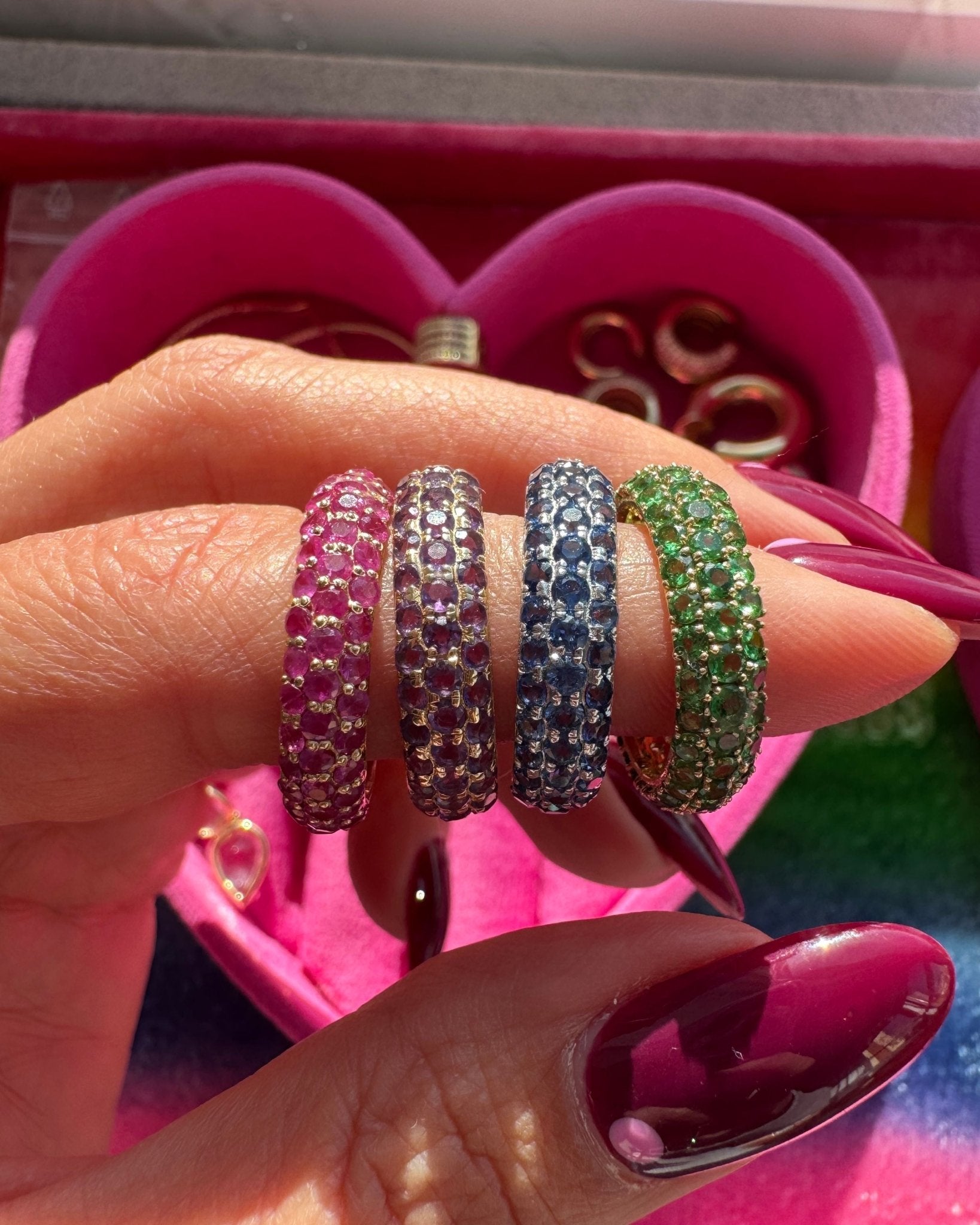 Triple Row Gemstone Bombe Ring - Sparkle Society