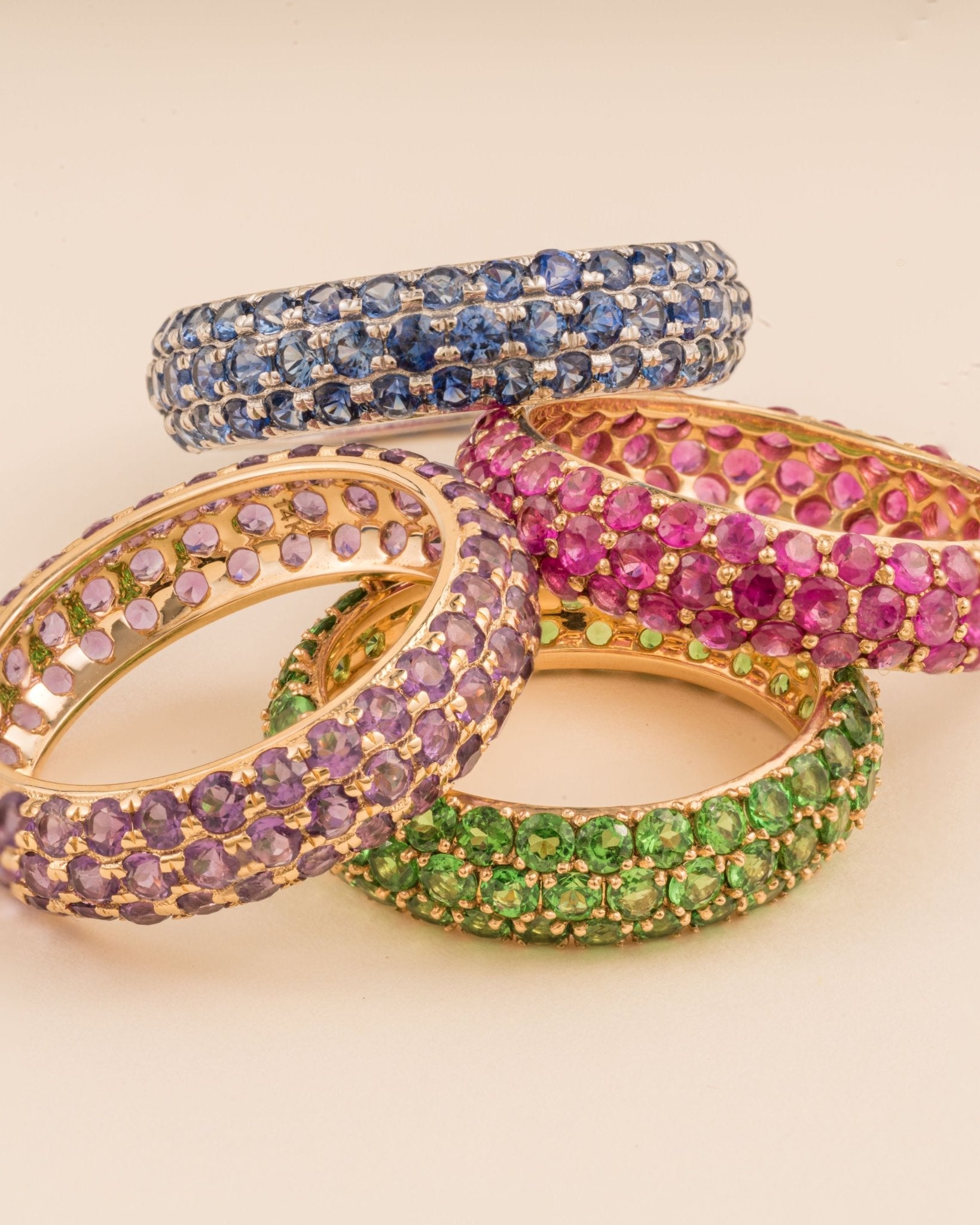 Triple Row Gemstone Bombe Ring - Sparkle Society