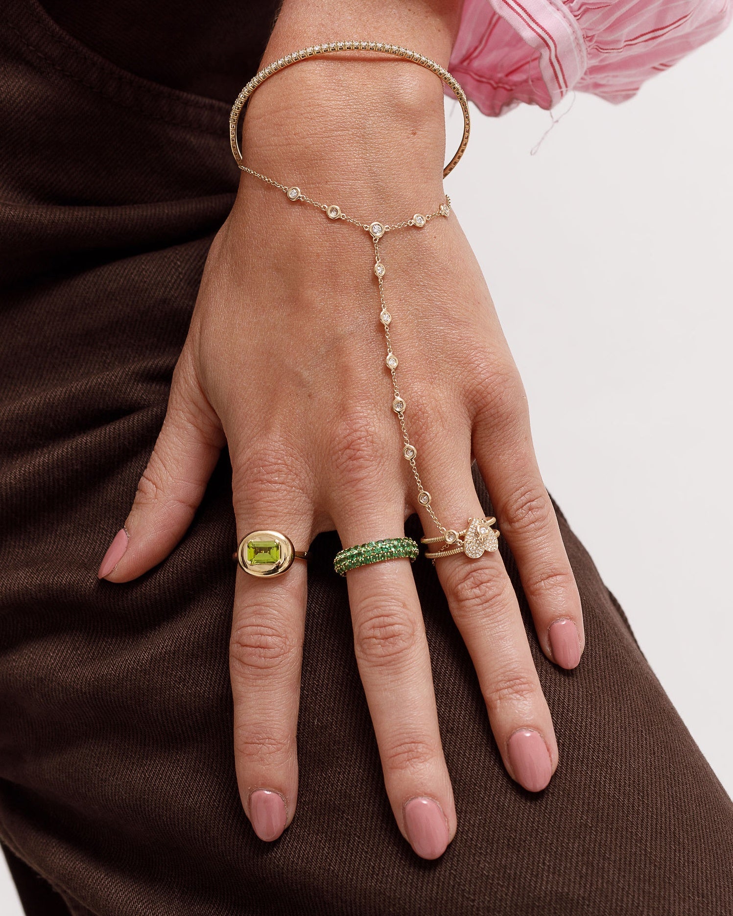 Triple Row Gemstone Bombe Ring - Sparkle Society