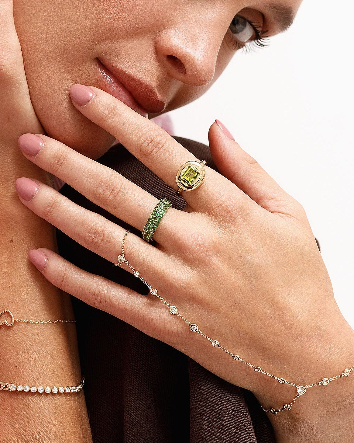 Triple Row Gemstone Bombe Ring - Sparkle Society