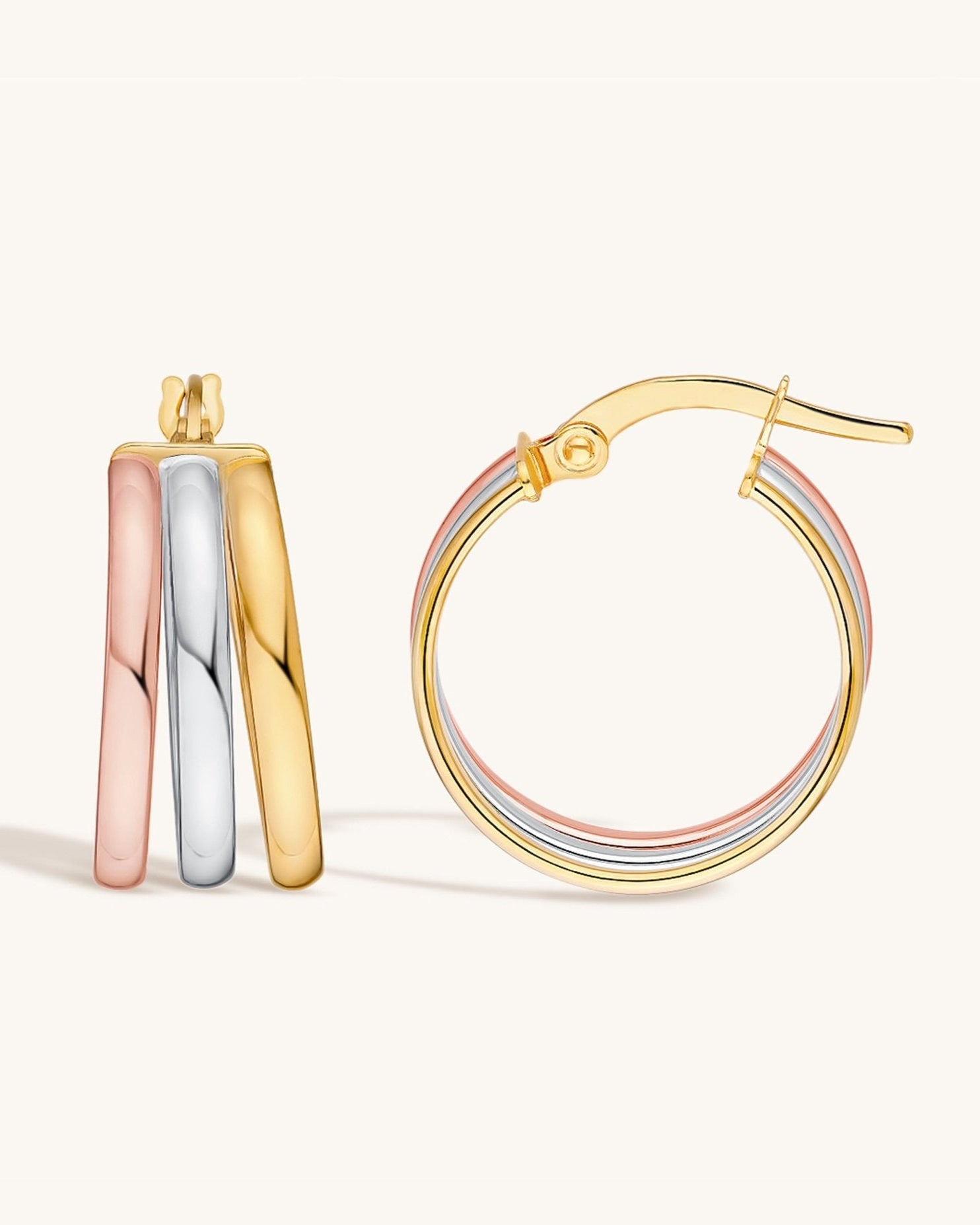 Triple Tone Hoop Earrings - Sparkle Society