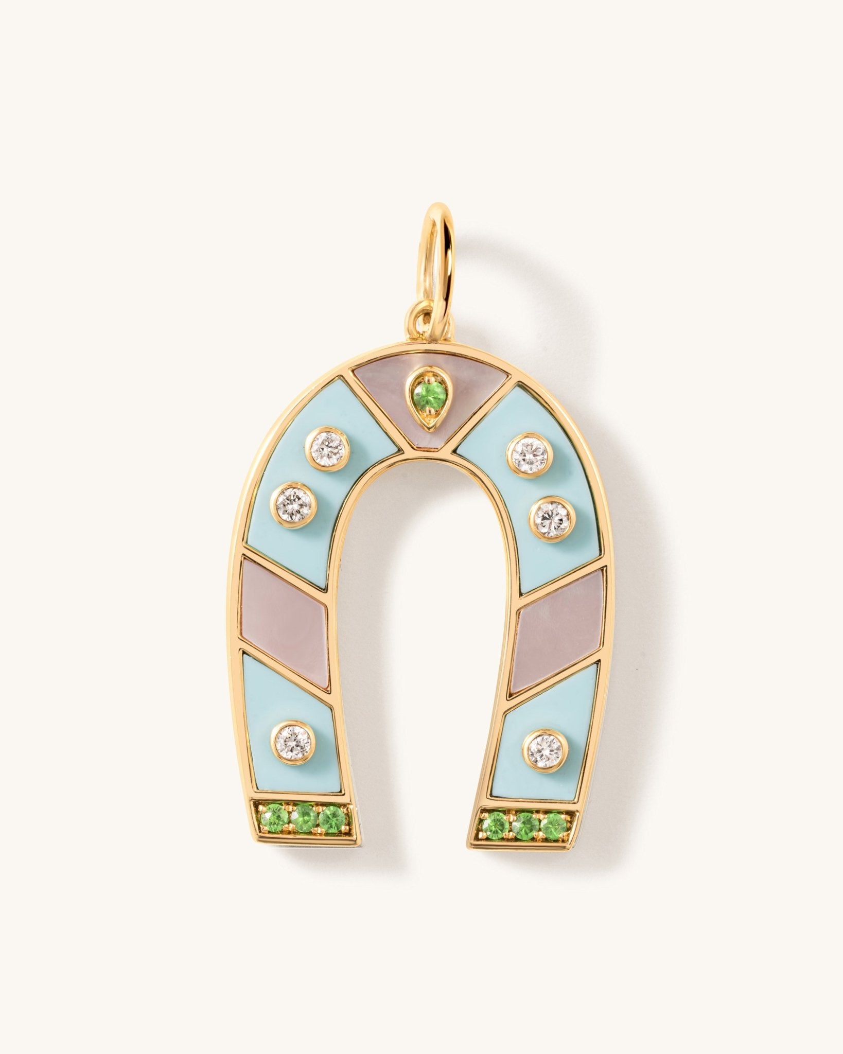 Turquoise Horseshoe Necklace Charm - Sparkle Society