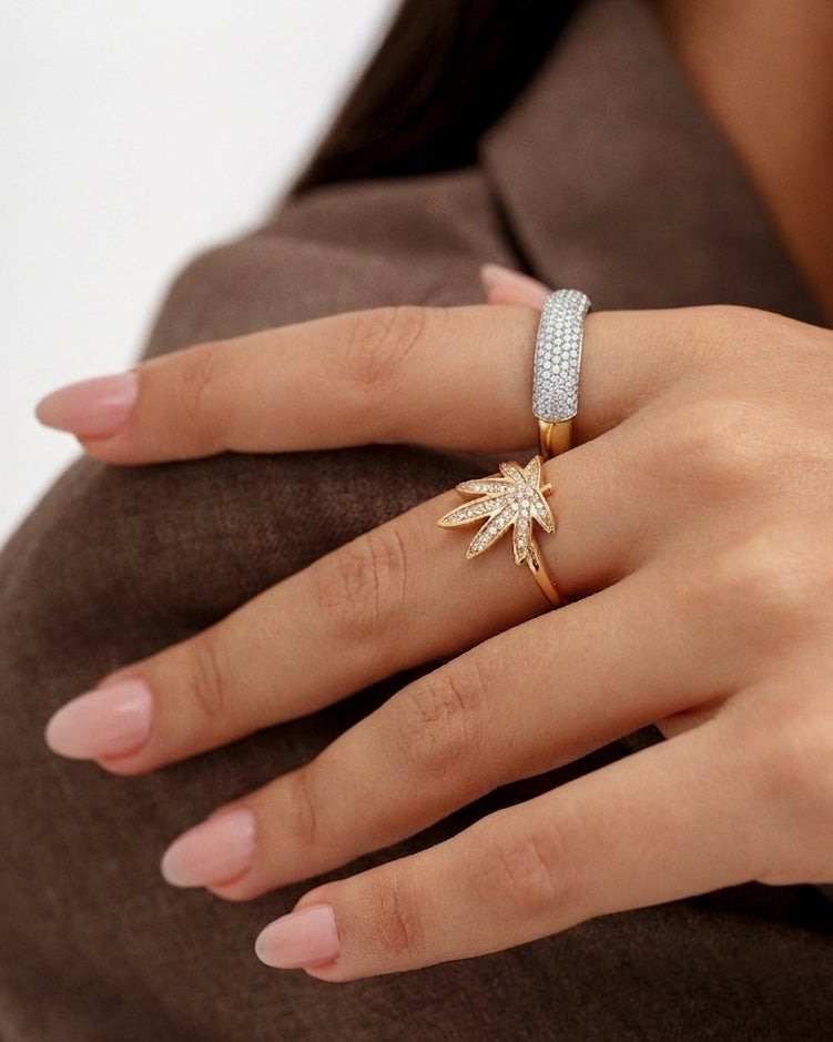 Two Tone Chunky Diamond Ring