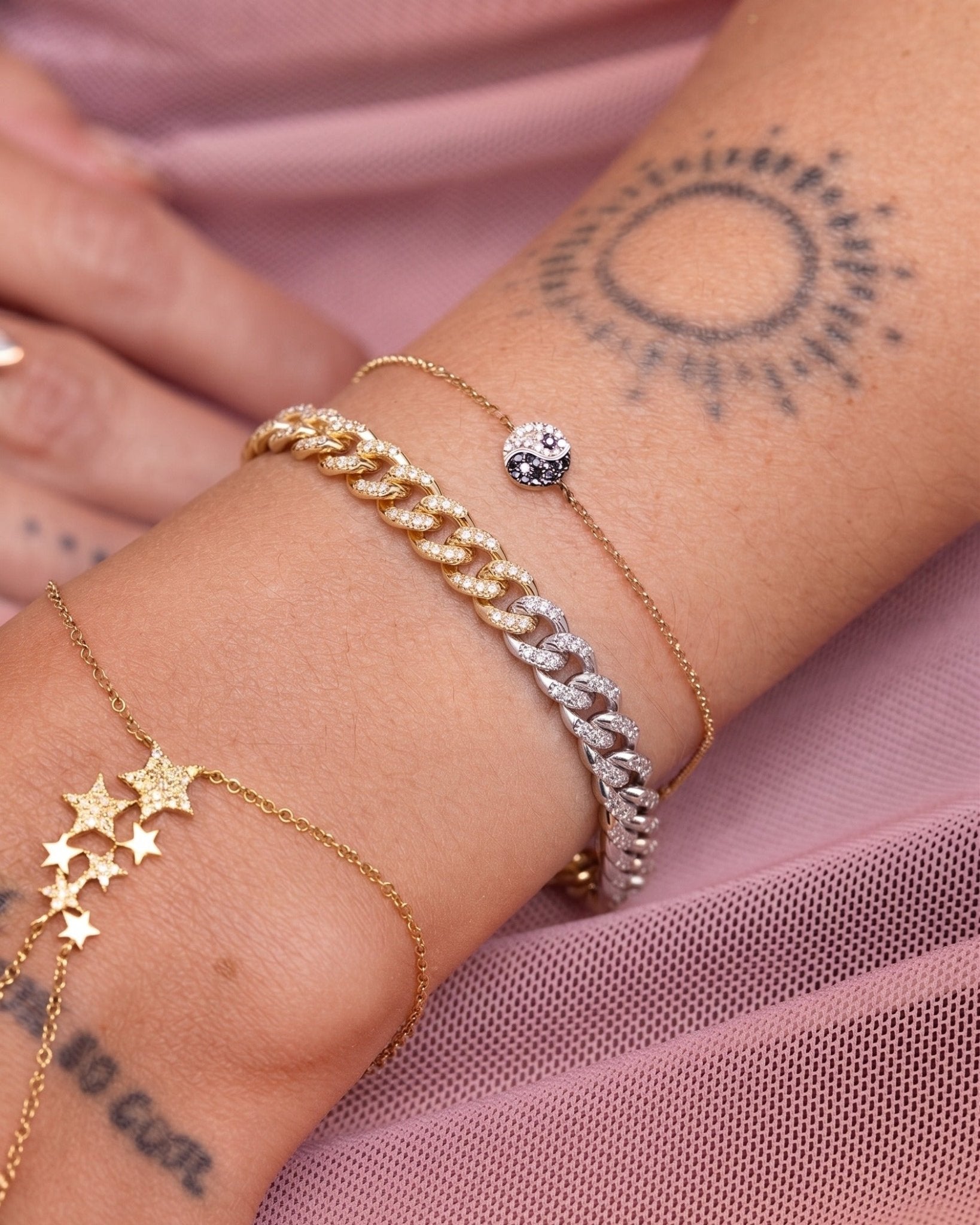 Two Tone Diamond Cuban Link Bracelet - Sparkle Society