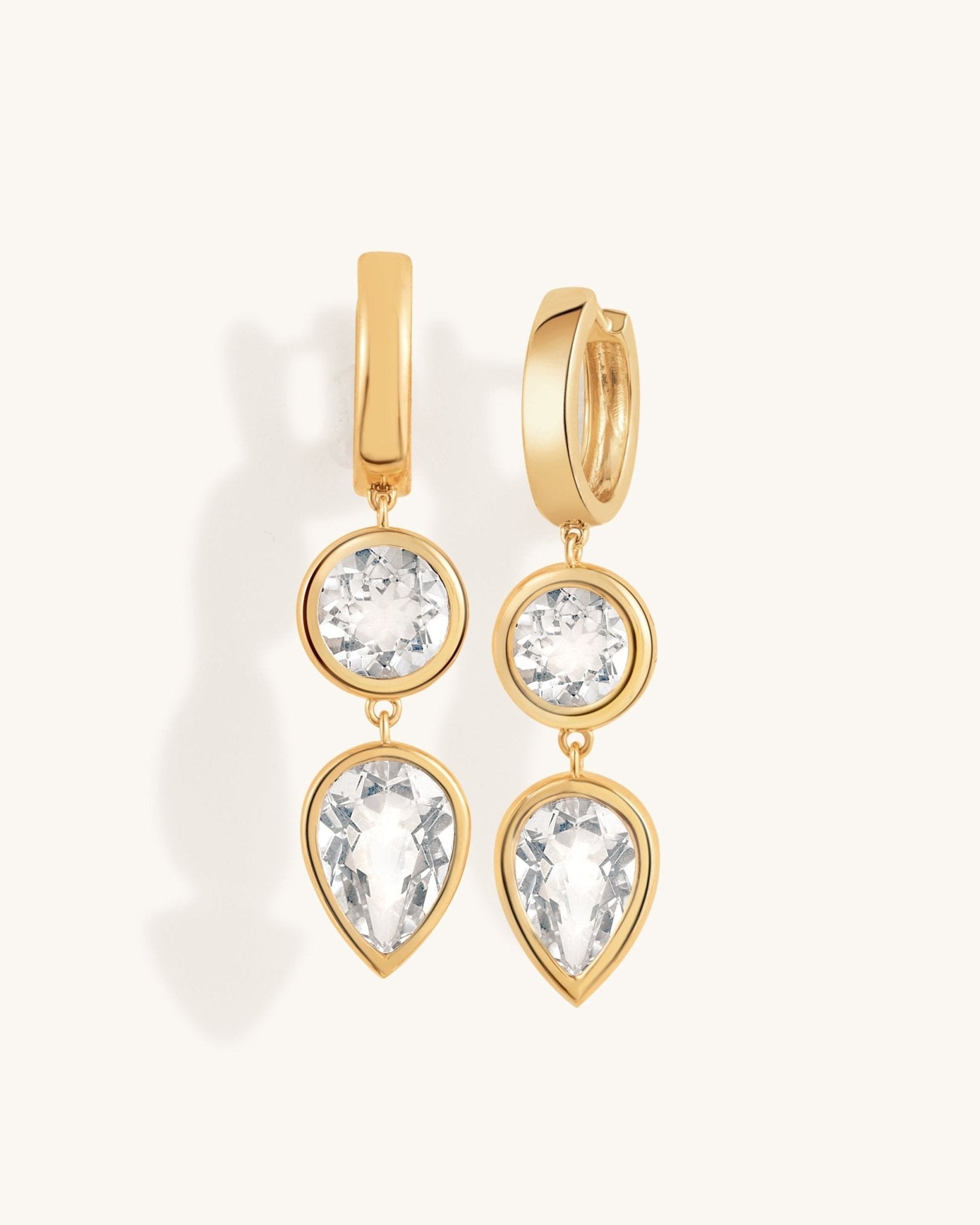 White Topaz Drop Huggies - Sparkle Society