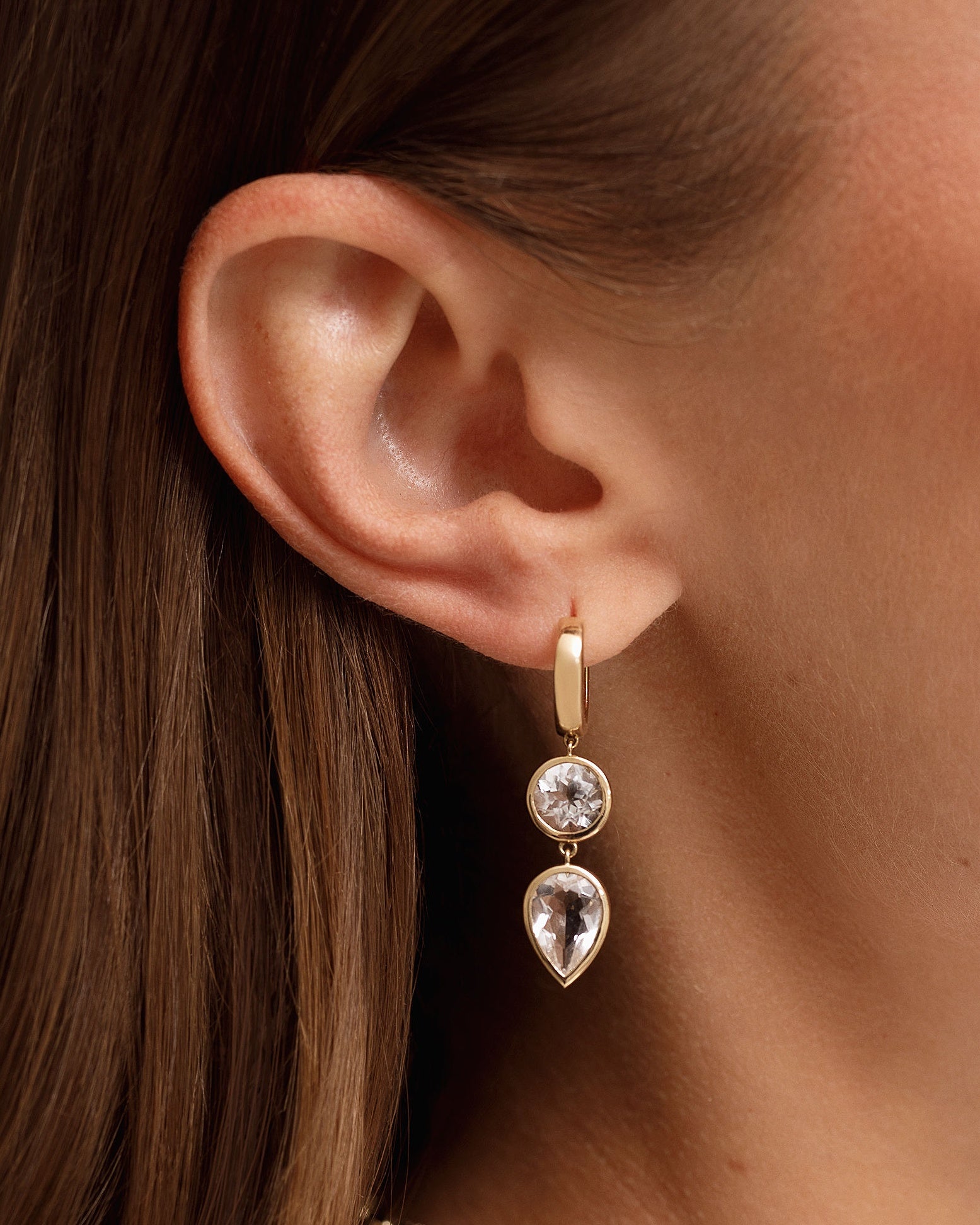 White Topaz Drop Huggies - Sparkle Society