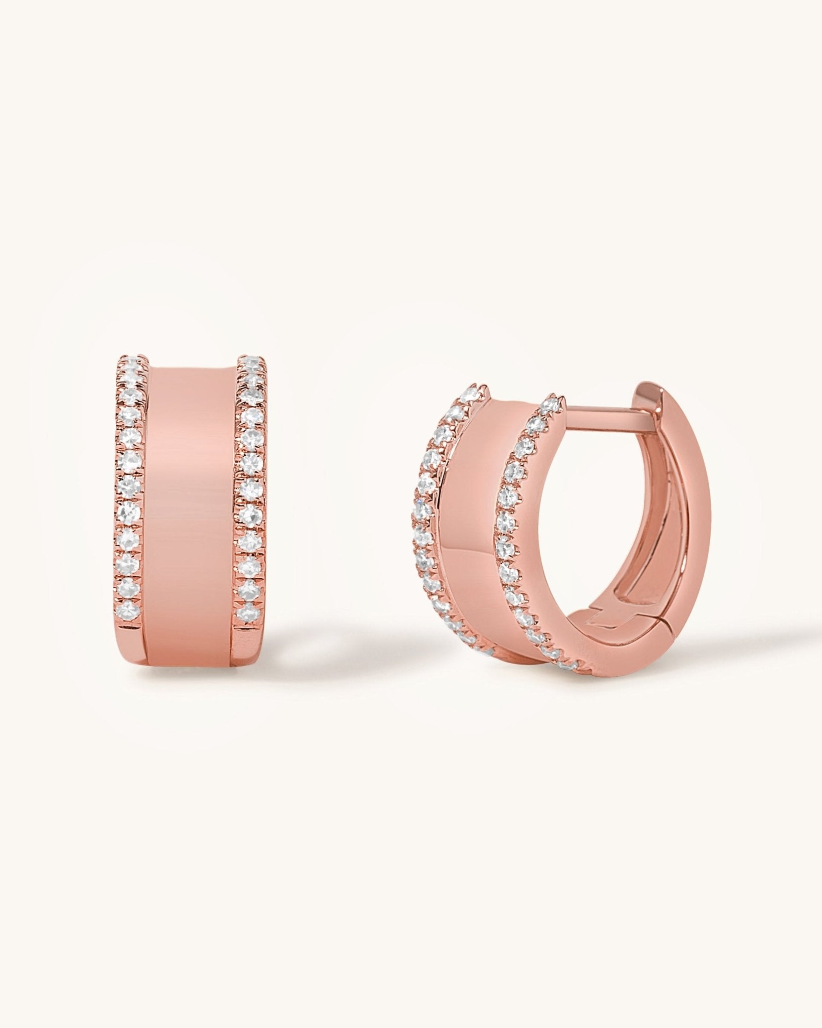 Wide Pave Outline Gold Huggies - Sparkle Society