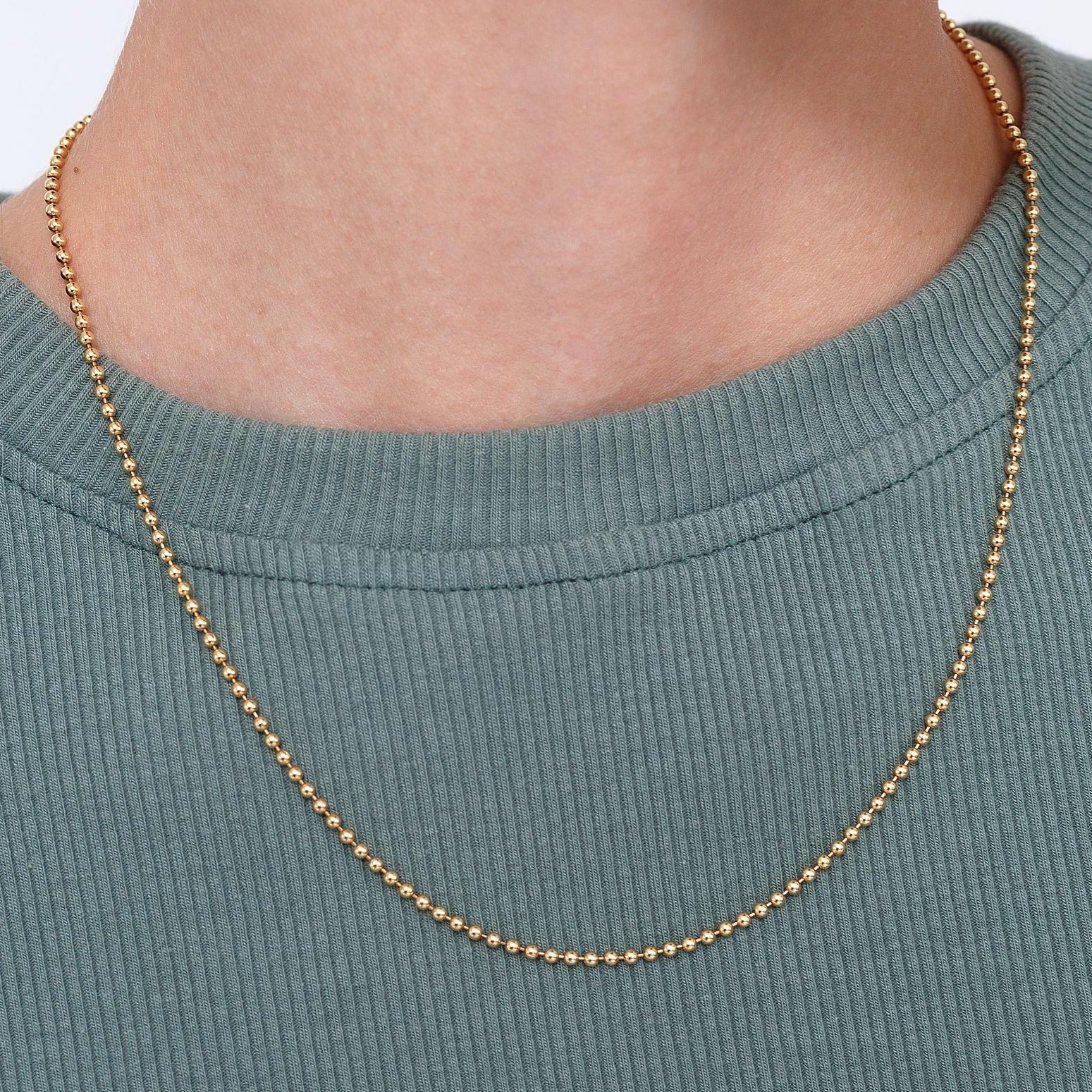 2.0mm Solid Gold Bead Chain - Sparkle Society