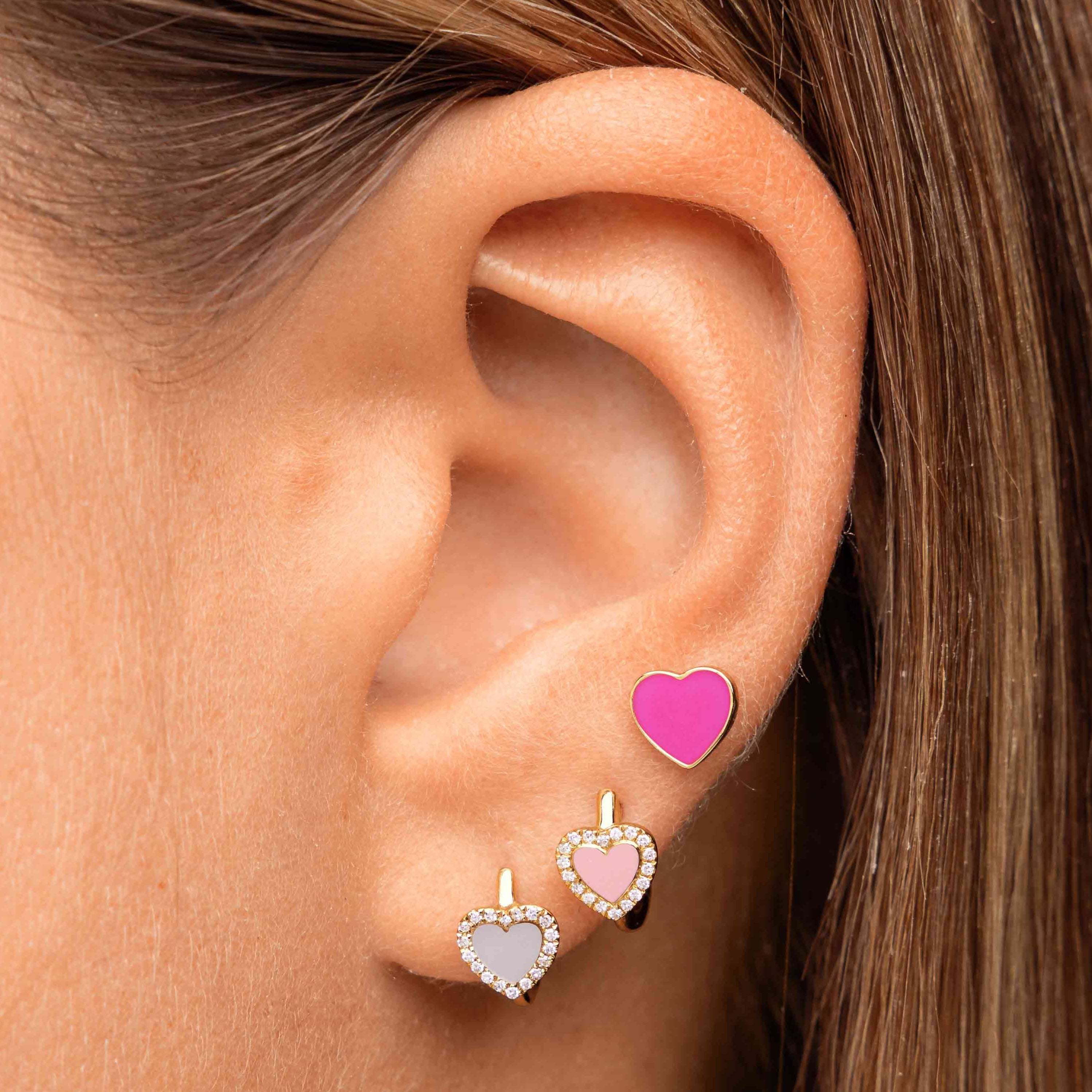 Delicate Enamel Heart Stud Earrings - Sparkle Society