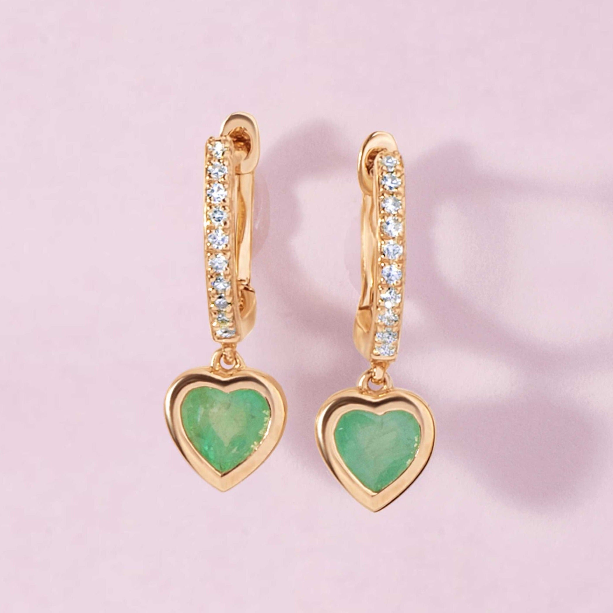 Gemstone Heart Shape Huggies - Sparkle Society