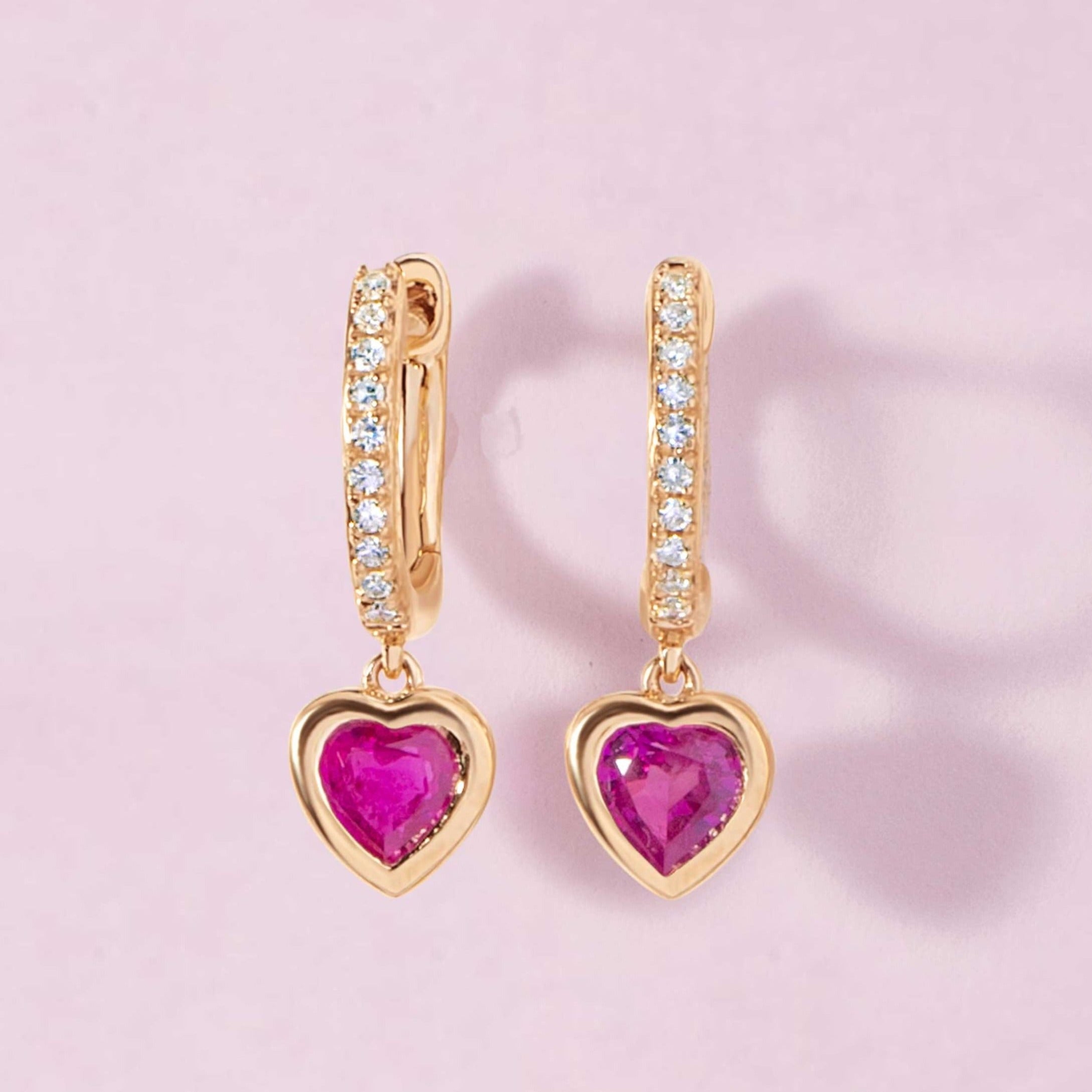 Gemstone Heart Shape Huggies - Sparkle Society